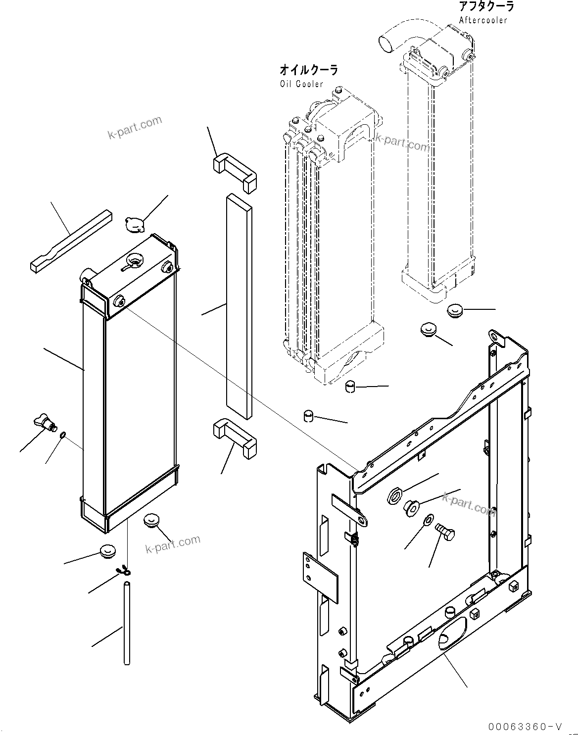 Komatsu parts book diagram for PC290LC-8 S/N 32001-UP: COOLING SYSTEM, RADIATOR(#30117-30118)