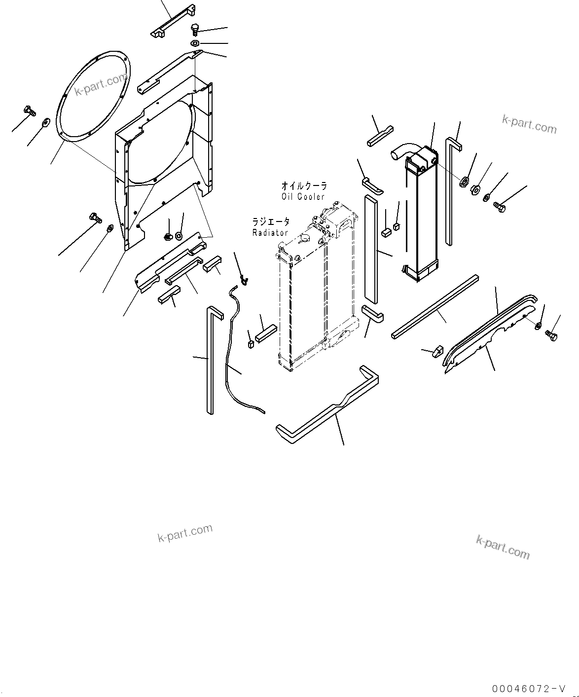 Komatsu parts book diagram for PC290LC-8 S/N 32001-UP: COOLING SYSTEM, AFTERCOOLER AND SHROUD(#30117-30118)