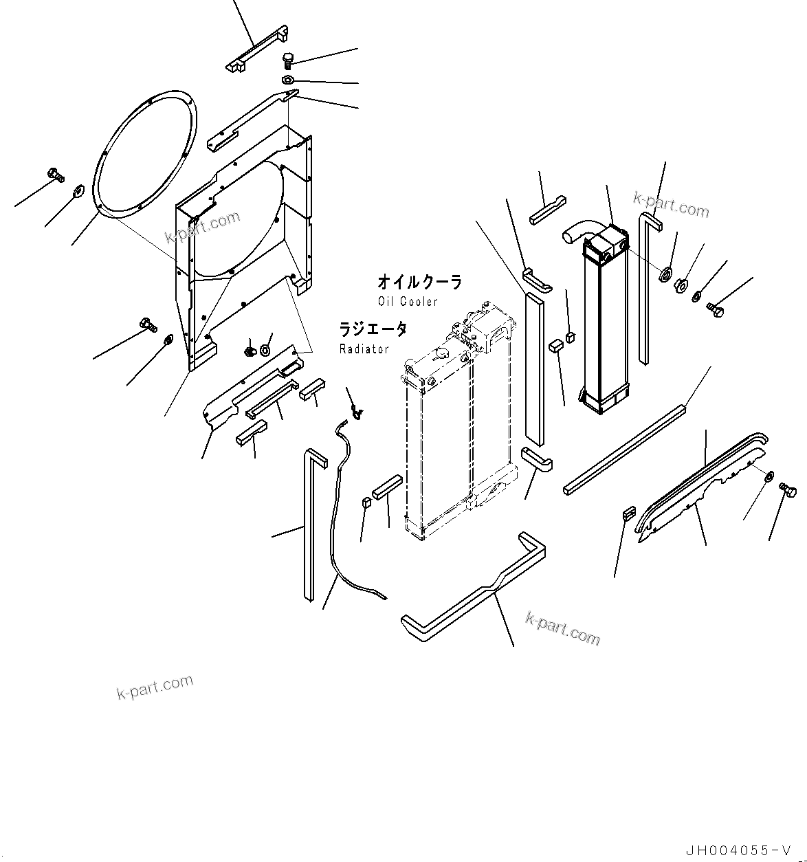Komatsu parts book diagram for PC290LC-8 S/N 32001-UP: COOLING SYSTEM, AFTERCOOLER AND SHROUD(#30119-)