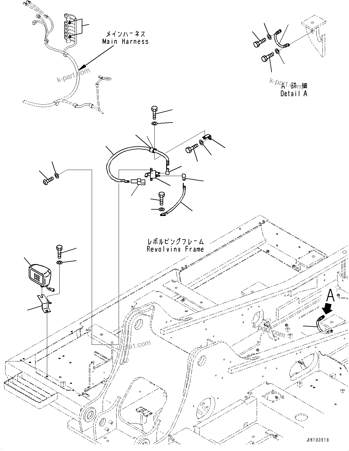 Komatsu parts book diagram for PC290LC-8 S/N 32001-UP: ELECTRIC WIRING HARNESS, BATTERY CABLE FOR DISCONNECT SWITCH(#30471-)