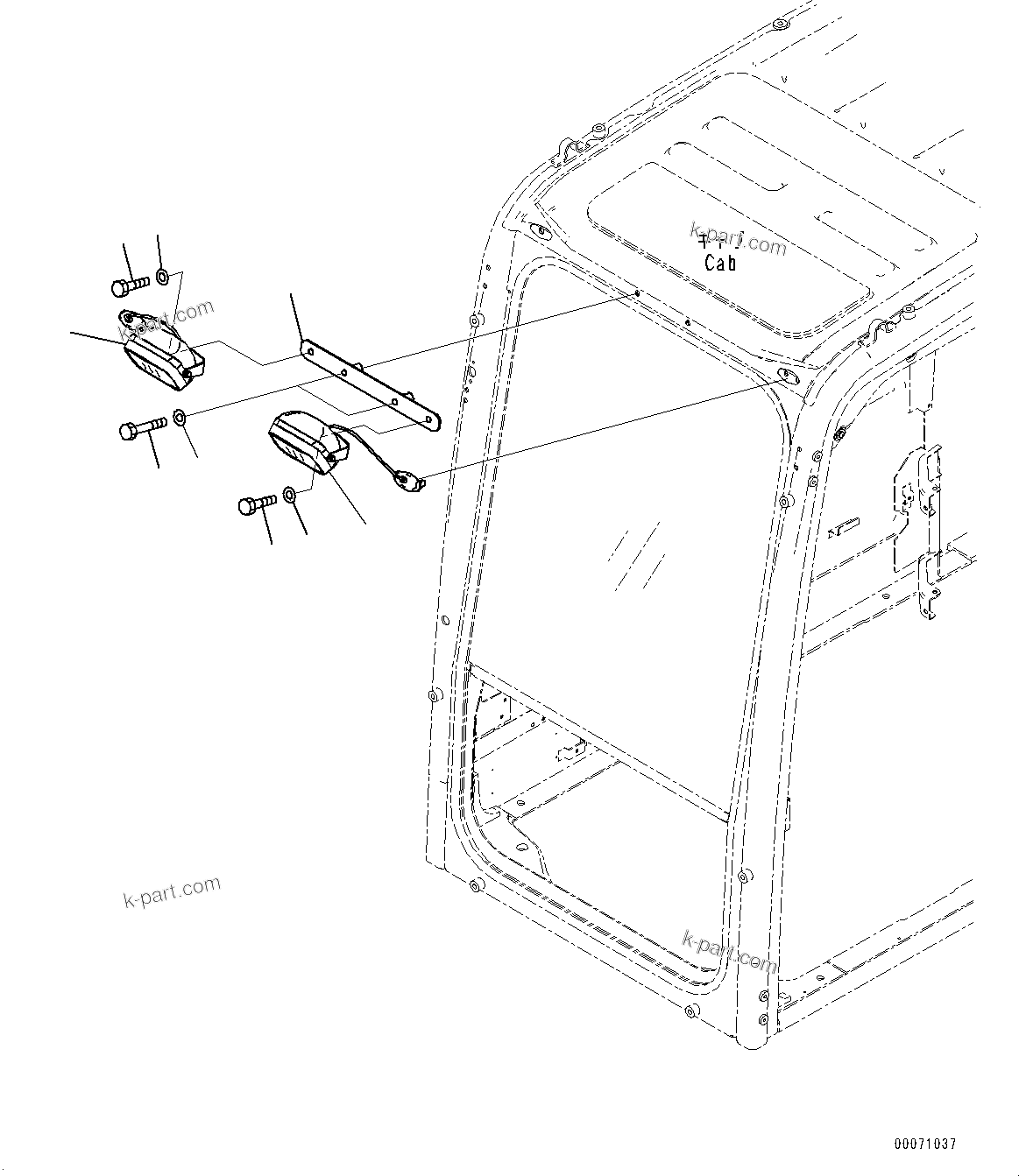 Komatsu parts book diagram for PC290LC-8 S/N 32001-UP: ADDITIONAL WORKING LAMP, (#30471-)