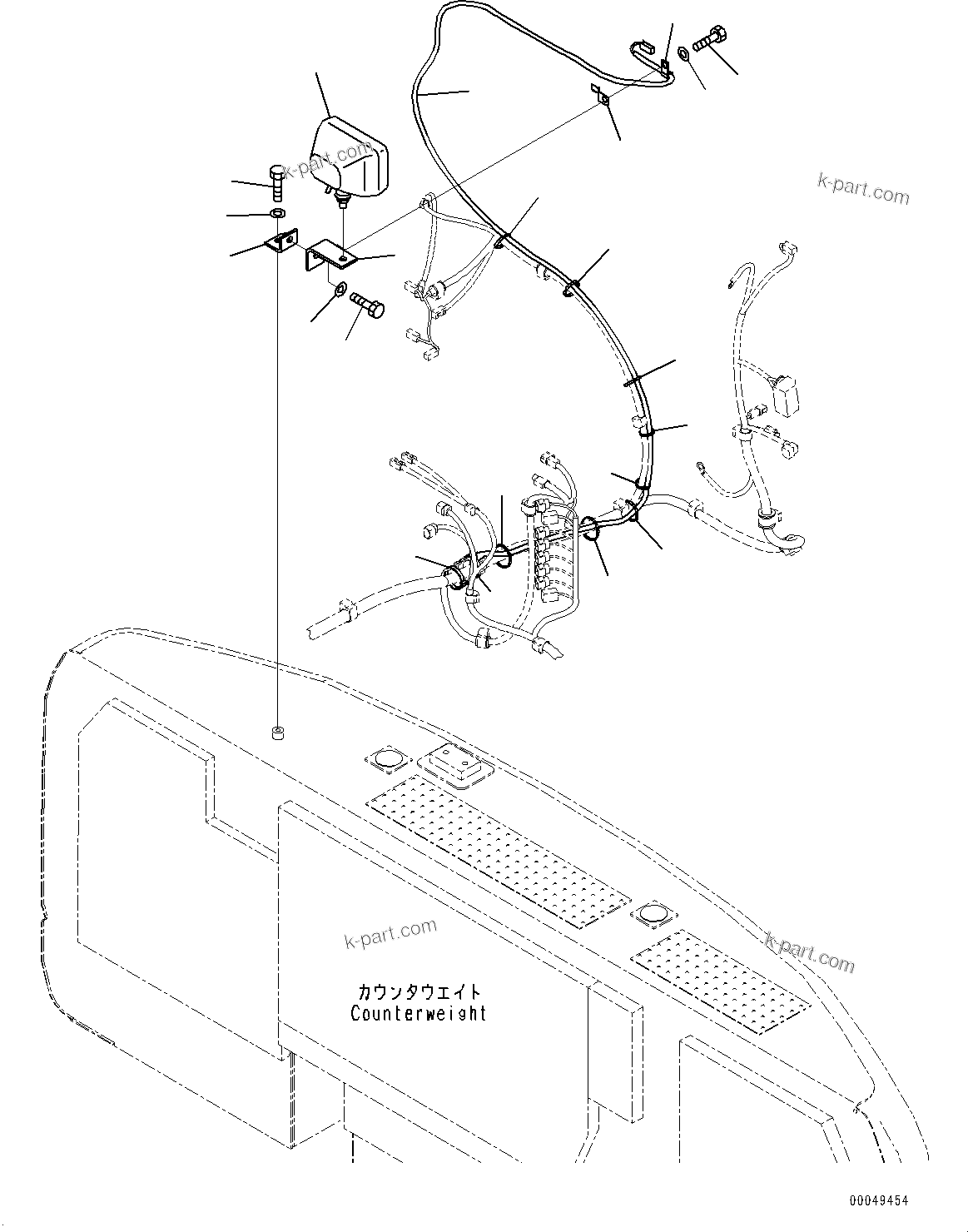 Komatsu parts book diagram for PC290LC-8 S/N 32001-UP: ADDITIONAL REAR WORKING LAMP, (#30117-)