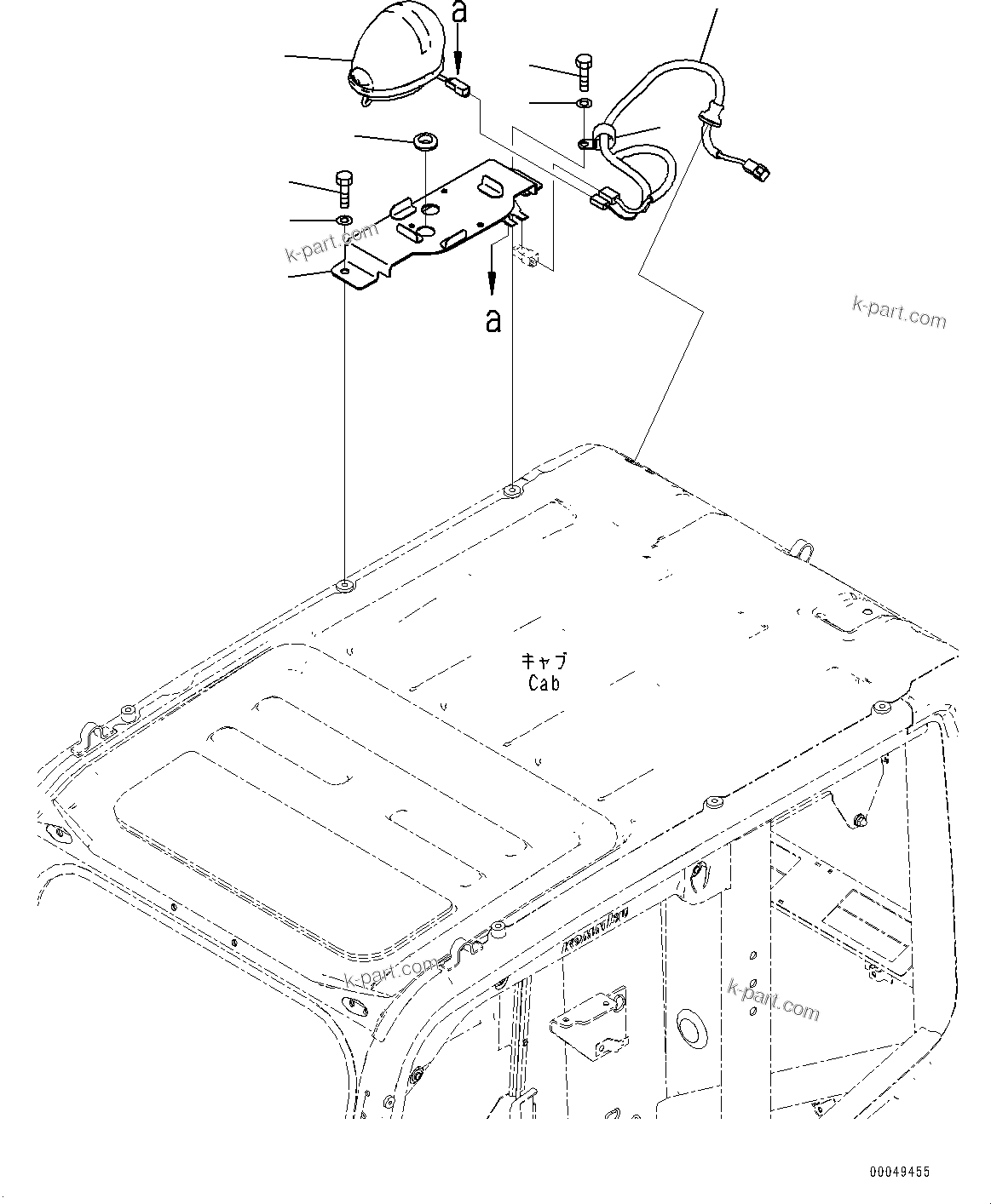 Komatsu parts book diagram for PC290LC-8 S/N 32001-UP: BEACON LAMP, (#30117-)