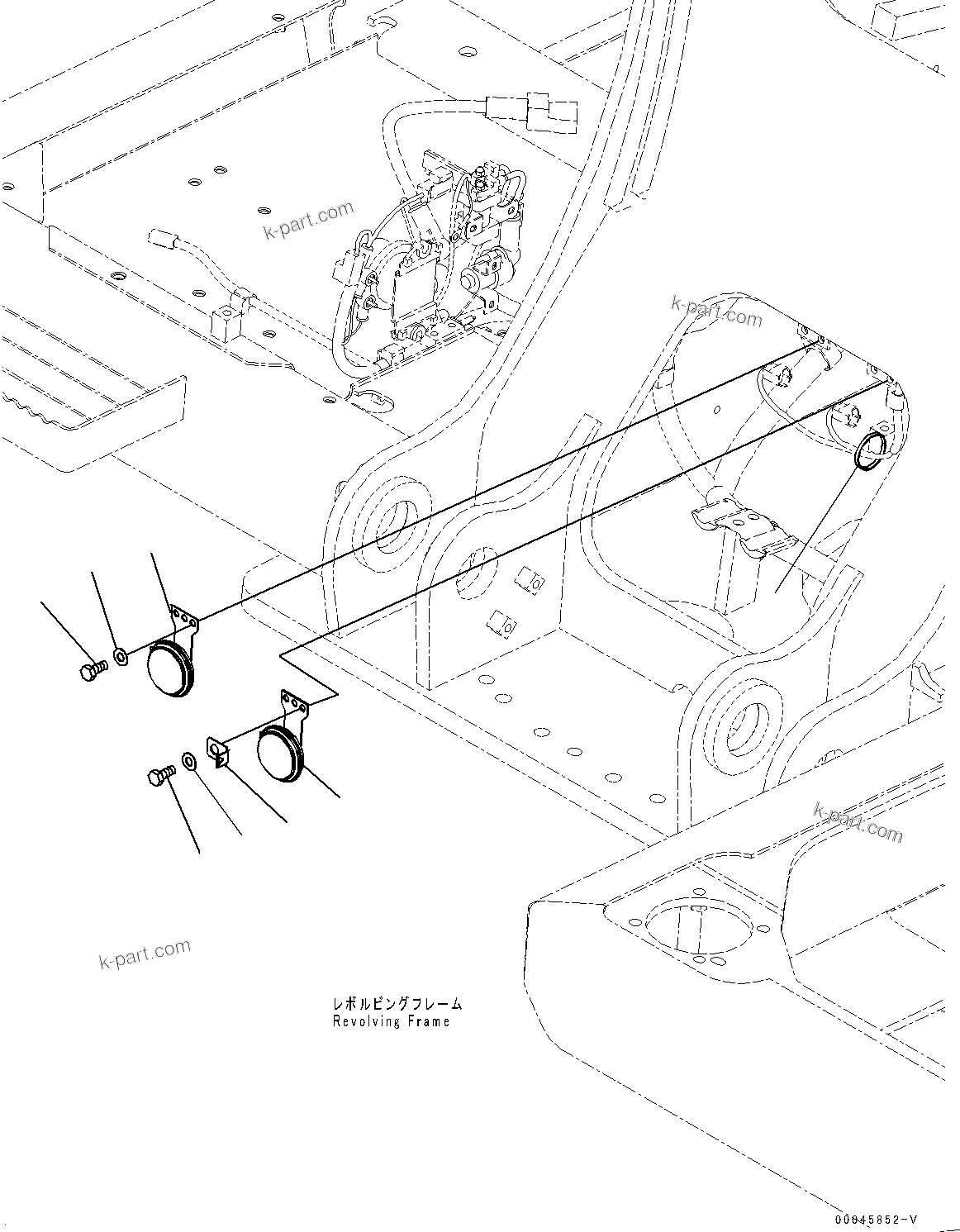 Komatsu parts book diagram for PC290LC-8 S/N 32001-UP: HORN, (#30471-)