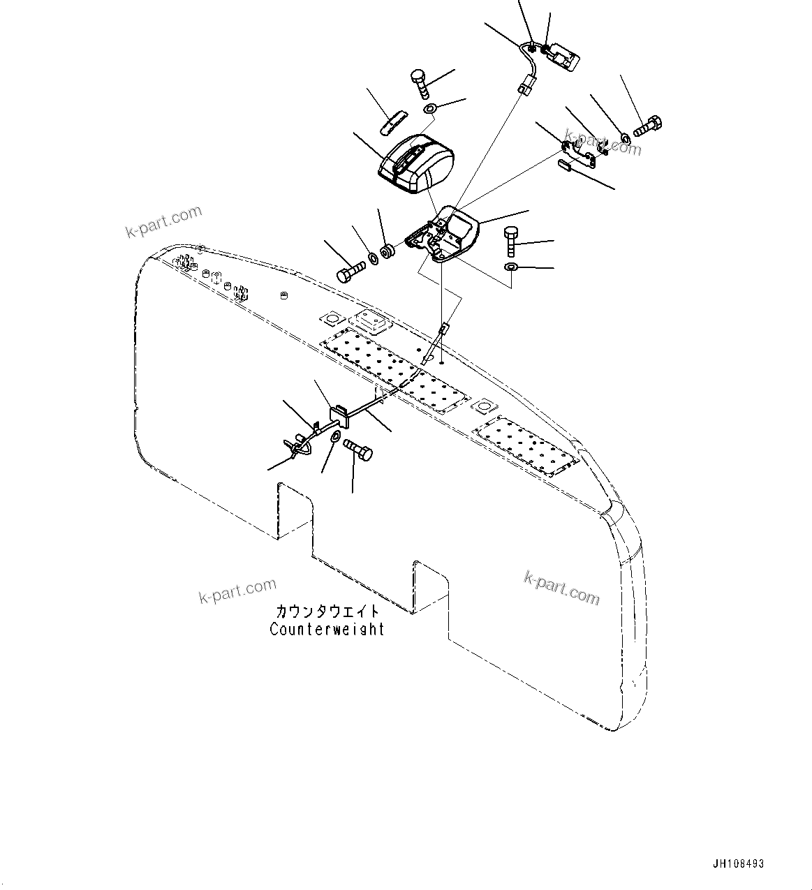 Komatsu parts book diagram for PC290LC-8 S/N 32001-UP: REARVIEW CAMERA, NO.1 (2-CAMERA)(#30990-)