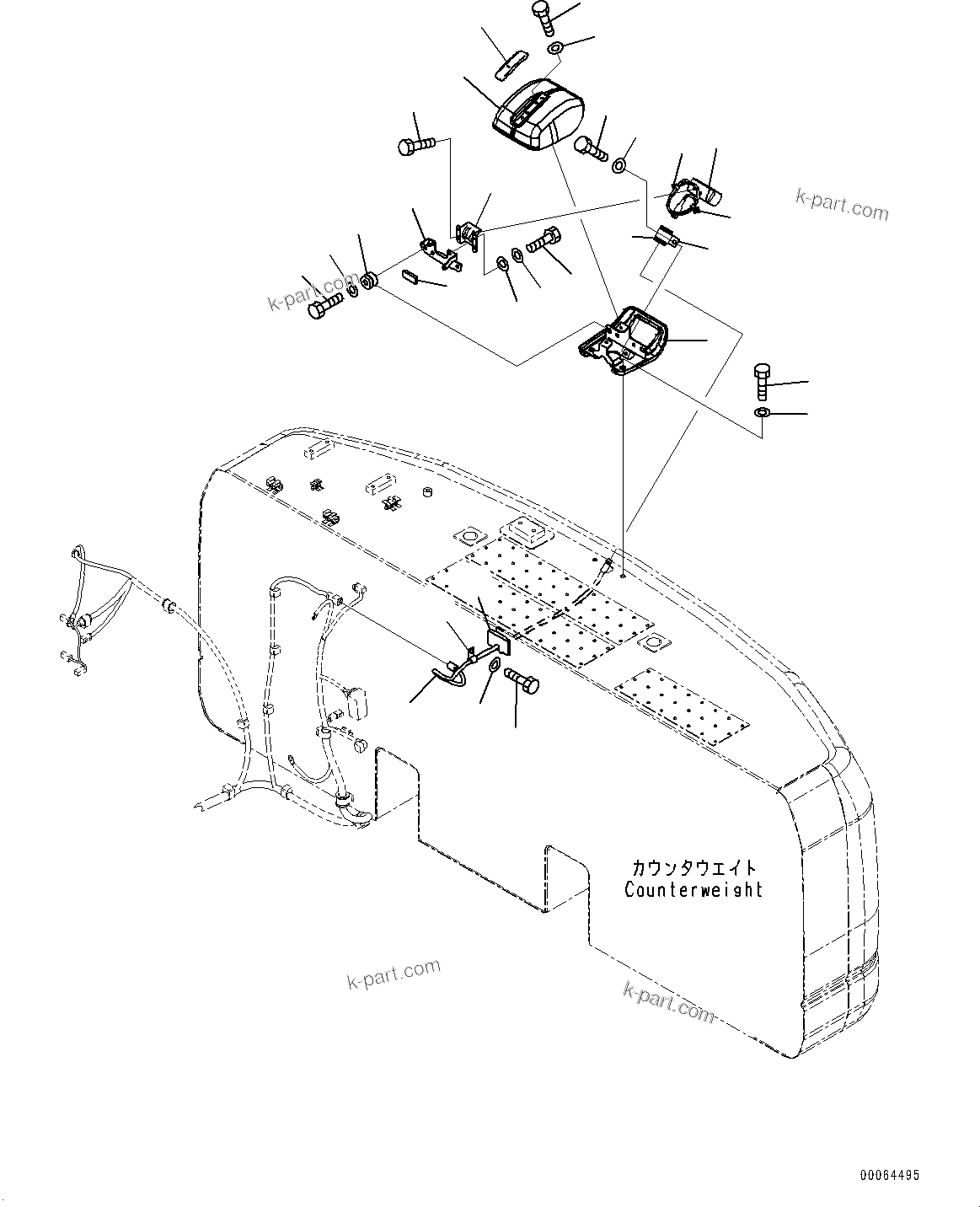 Komatsu parts book diagram for PC290LC-8 S/N 32001-UP: REARVIEW CAMERA, NO.1 (2-CAMERA)(#30117-30989)