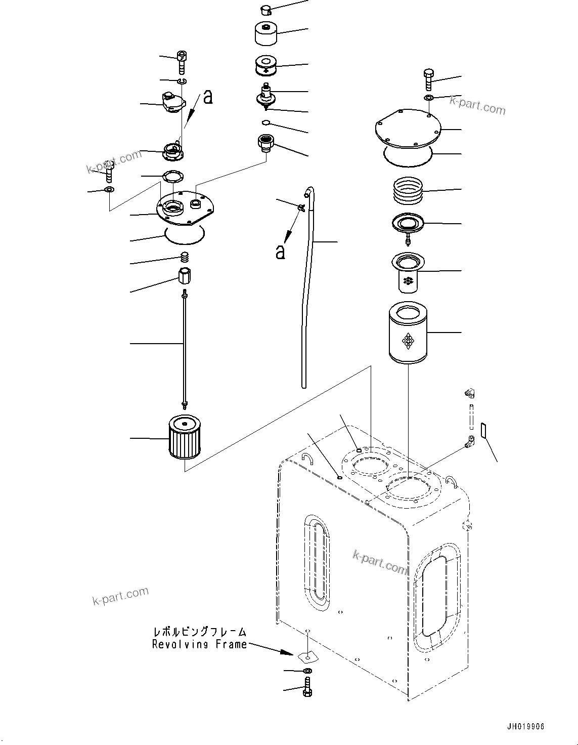 Komatsu parts book diagram for PC290LC-8 S/N 32001-UP: HYDRAULIC TANK, ELEMENT AND STRAINER(#30471-30837)