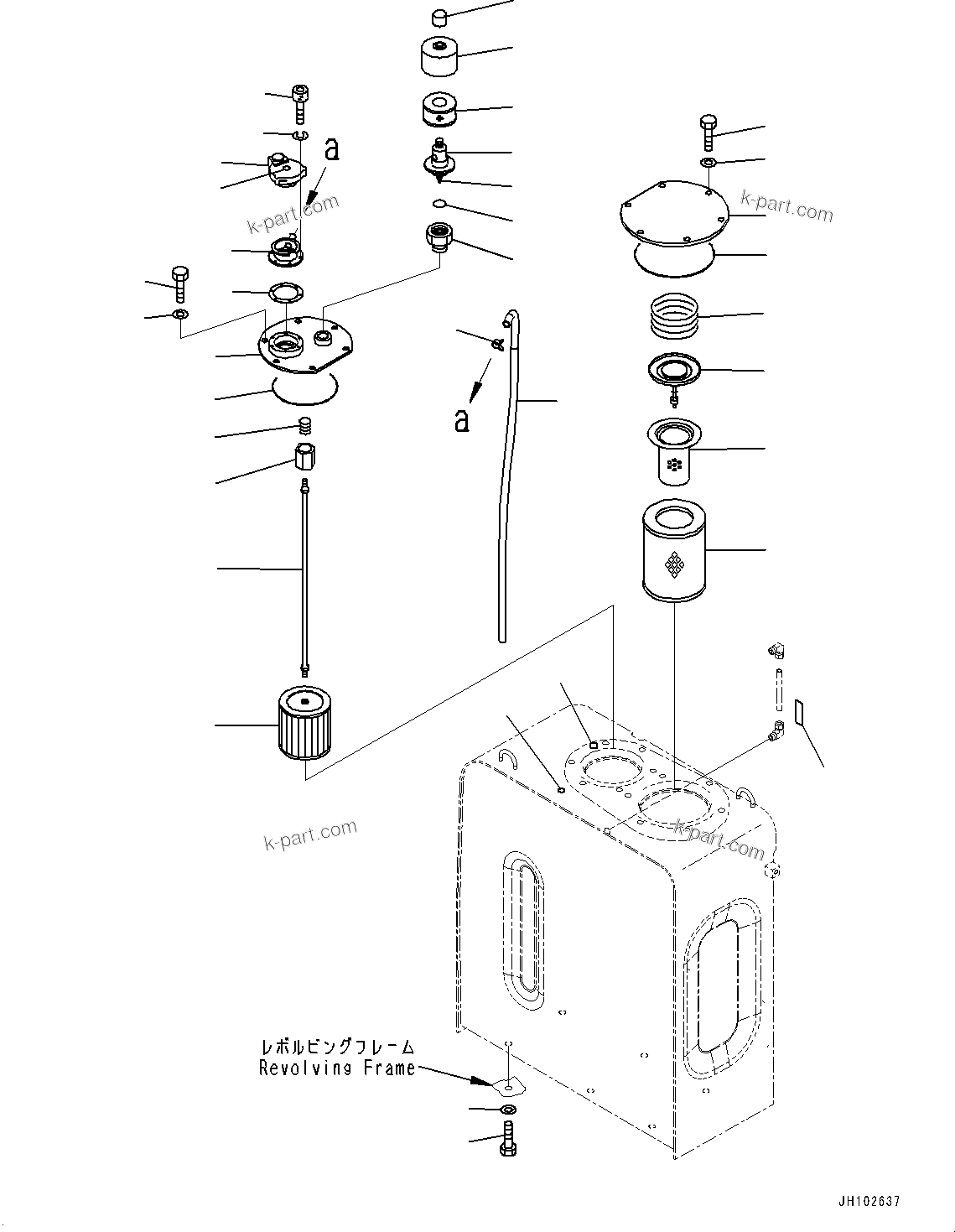 Komatsu parts book diagram for PC290LC-8 S/N 32001-UP: HYDRAULIC TANK, ELEMENT AND STRAINER(#30838-)