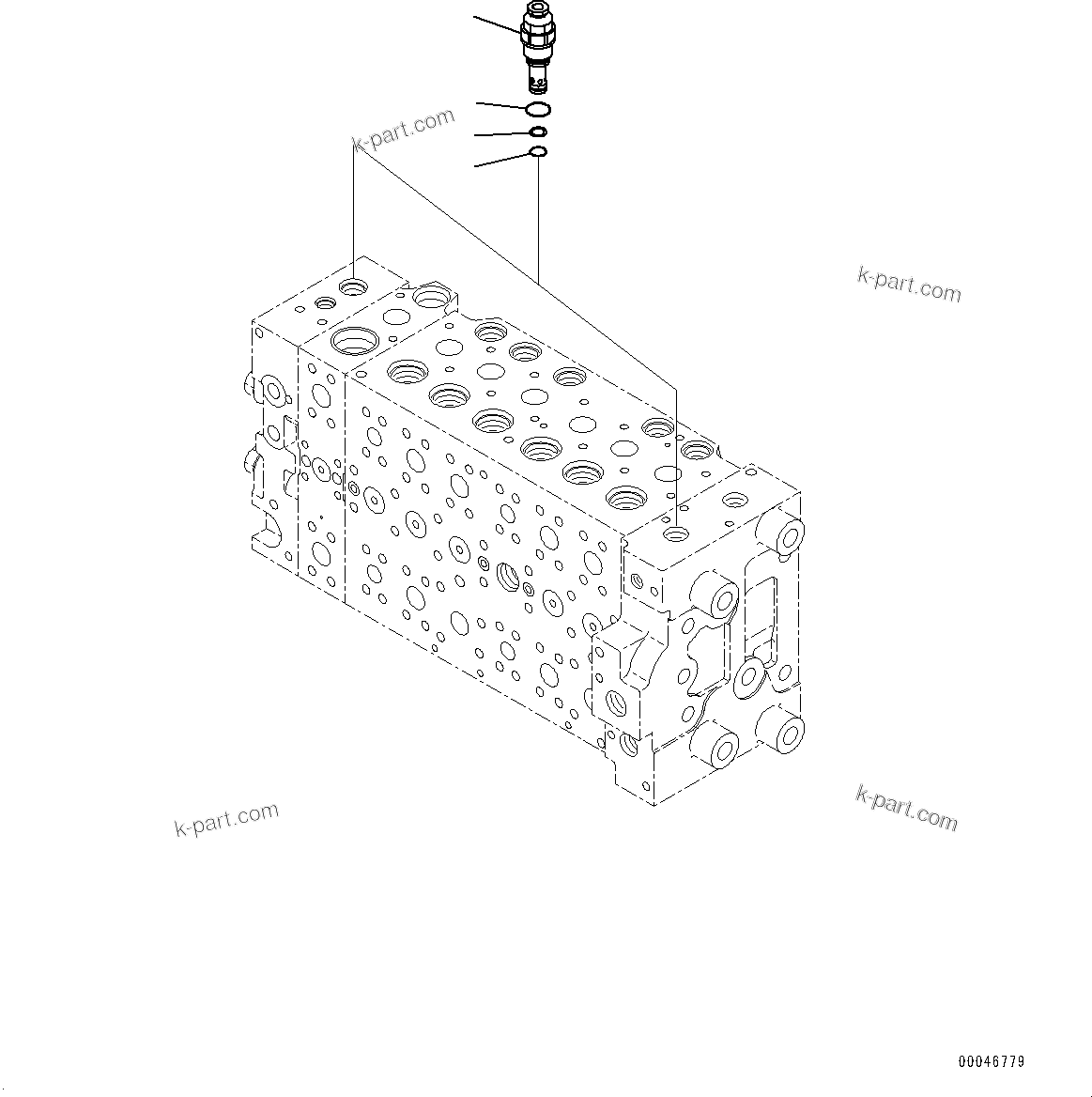 Komatsu parts book diagram for PC290LC-8 S/N 32001-UP: CONTROL VALVE, 7-SPOOL (9/21)(#30117-)