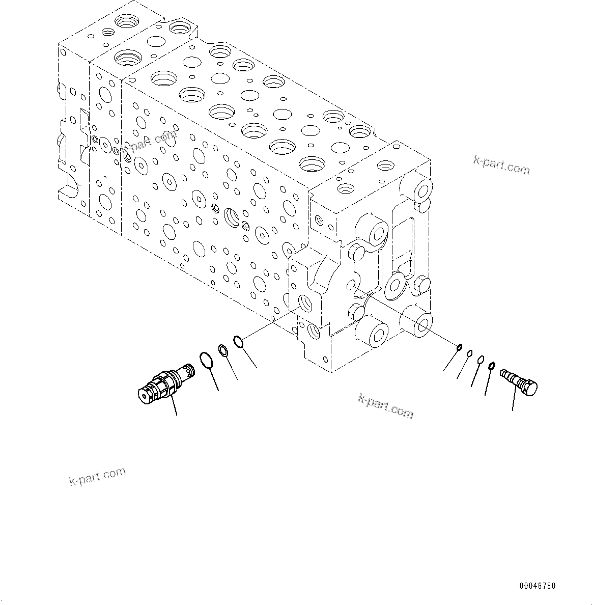 Komatsu parts book diagram for PC290LC-8 S/N 32001-UP: CONTROL VALVE, 7-SPOOL (11/21)(#30117-)