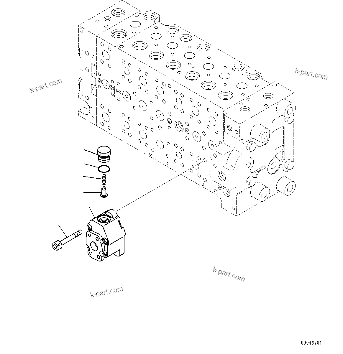 Komatsu parts book diagram for PC290LC-8 S/N 32001-UP: CONTROL VALVE, 7-SPOOL (17/21)(#30117-)