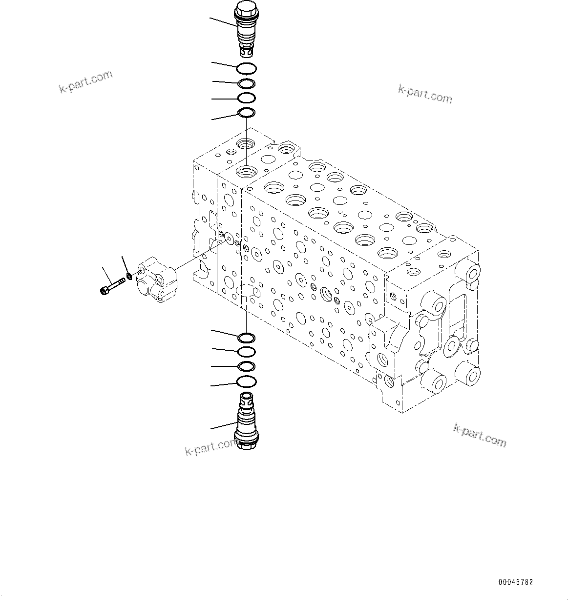 Komatsu parts book diagram for PC290LC-8 S/N 32001-UP: CONTROL VALVE, 7-SPOOL (19/21)(#30117-)