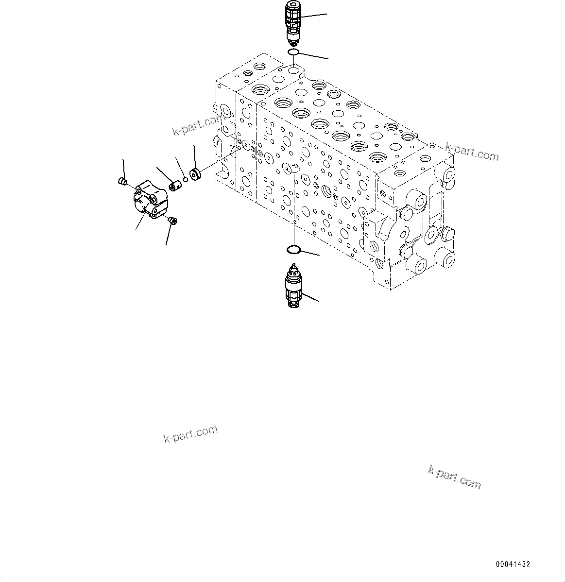 Komatsu parts book diagram for PC290LC-8 S/N 32001-UP: CONTROL VALVE, 7-SPOOL (20/21)(#30117-)