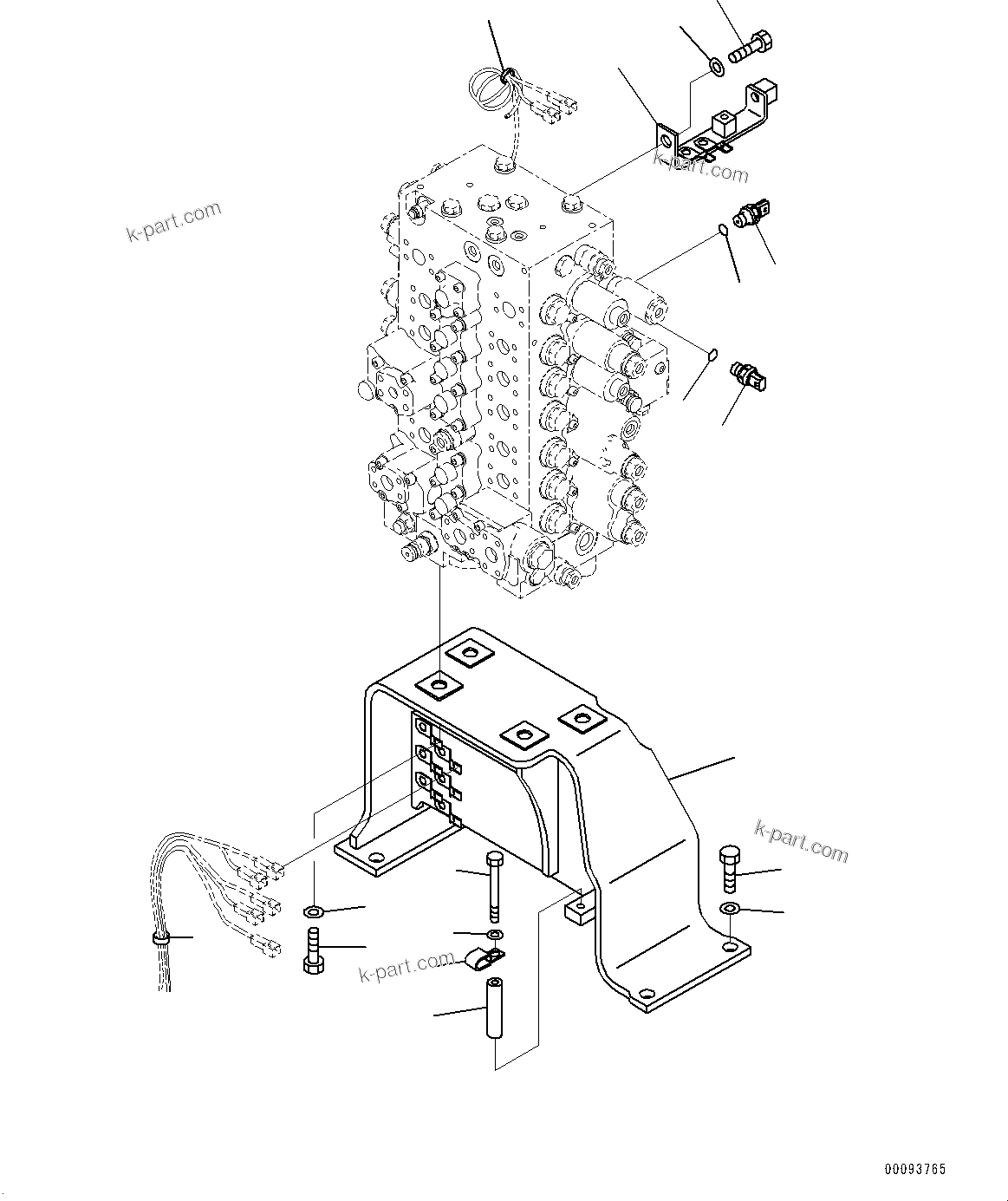 Komatsu parts book diagram for PC290LC-8 S/N 32001-UP: CONTROL VALVE, VALVE BRACKET AND SENSOR (1-ADDITIONAL ACTUATOR PIPING, ACCUMULATOR)(#30239-)