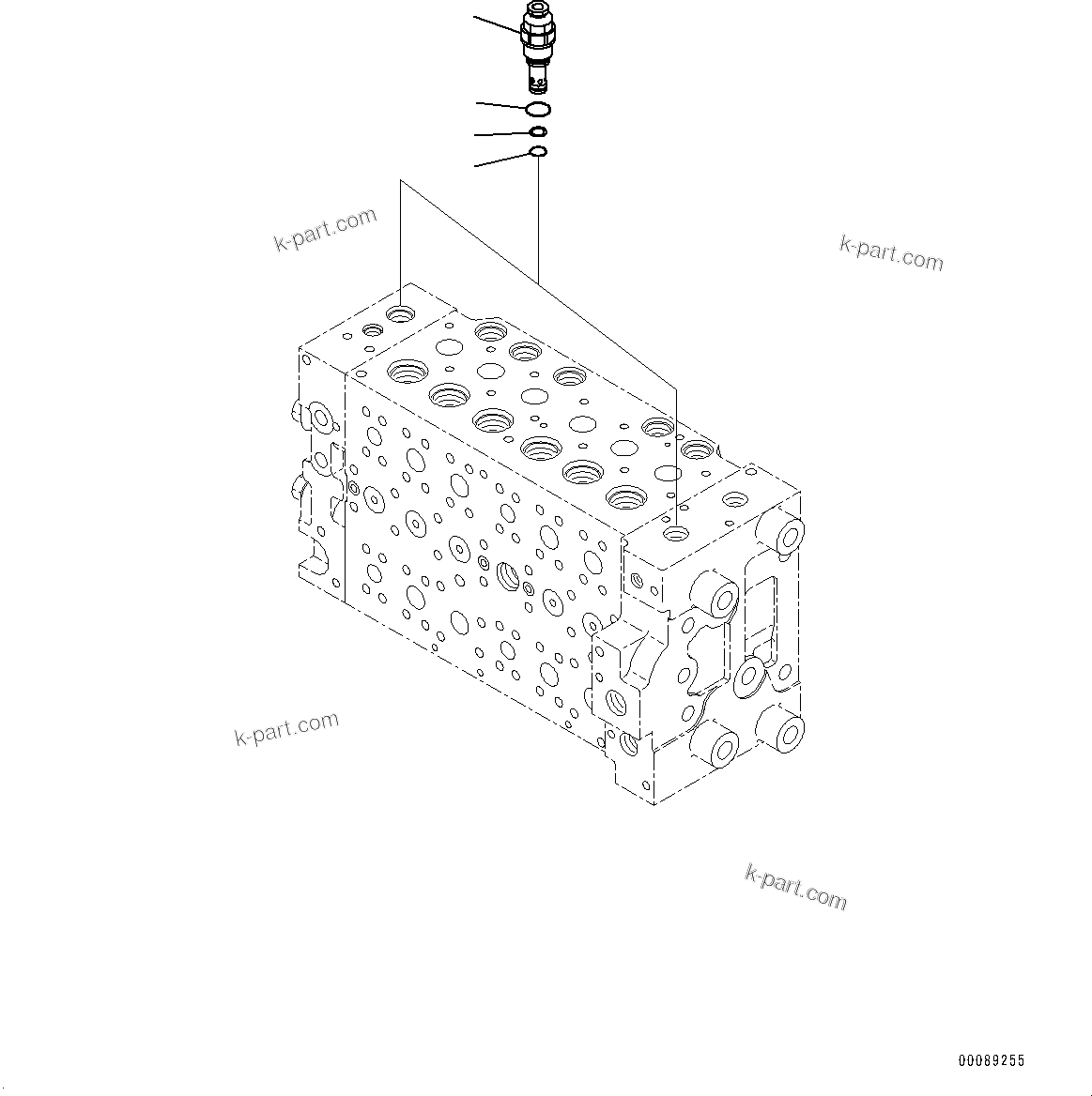 Komatsu parts book diagram for PC290LC-8 S/N 32001-UP: CONTROL VALVE, 6-SPOOL (9/18)(#30471-)