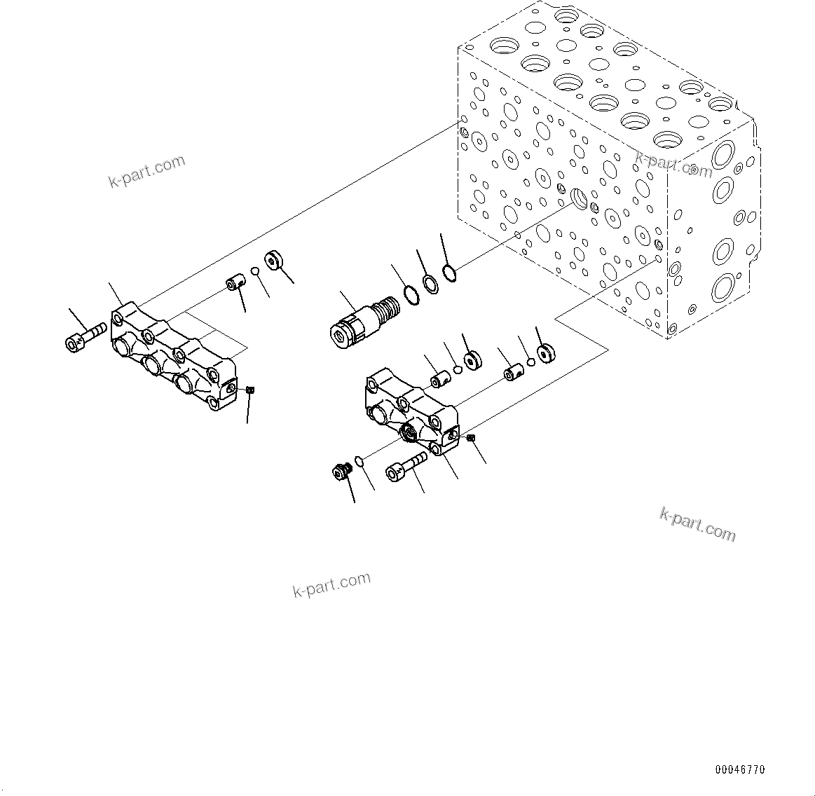 Komatsu parts book diagram for PC290LC-8 S/N 32001-UP: CONTROL VALVE, 6-SPOOL (10/18)(#30471-)