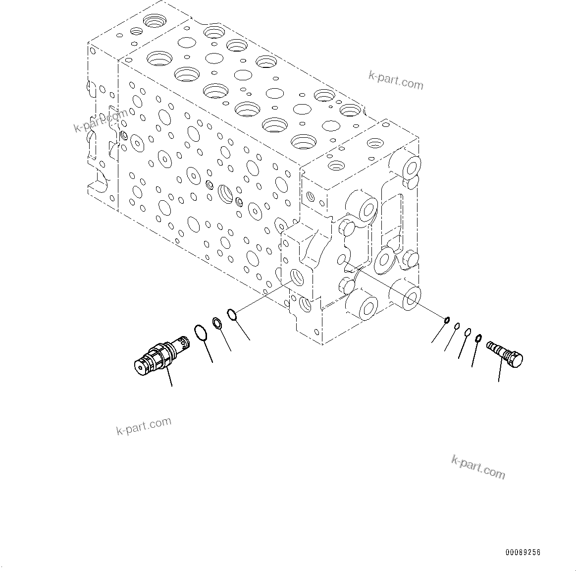 Komatsu parts book diagram for PC290LC-8 S/N 32001-UP: CONTROL VALVE, 6-SPOOL (11/18)(#30471-)