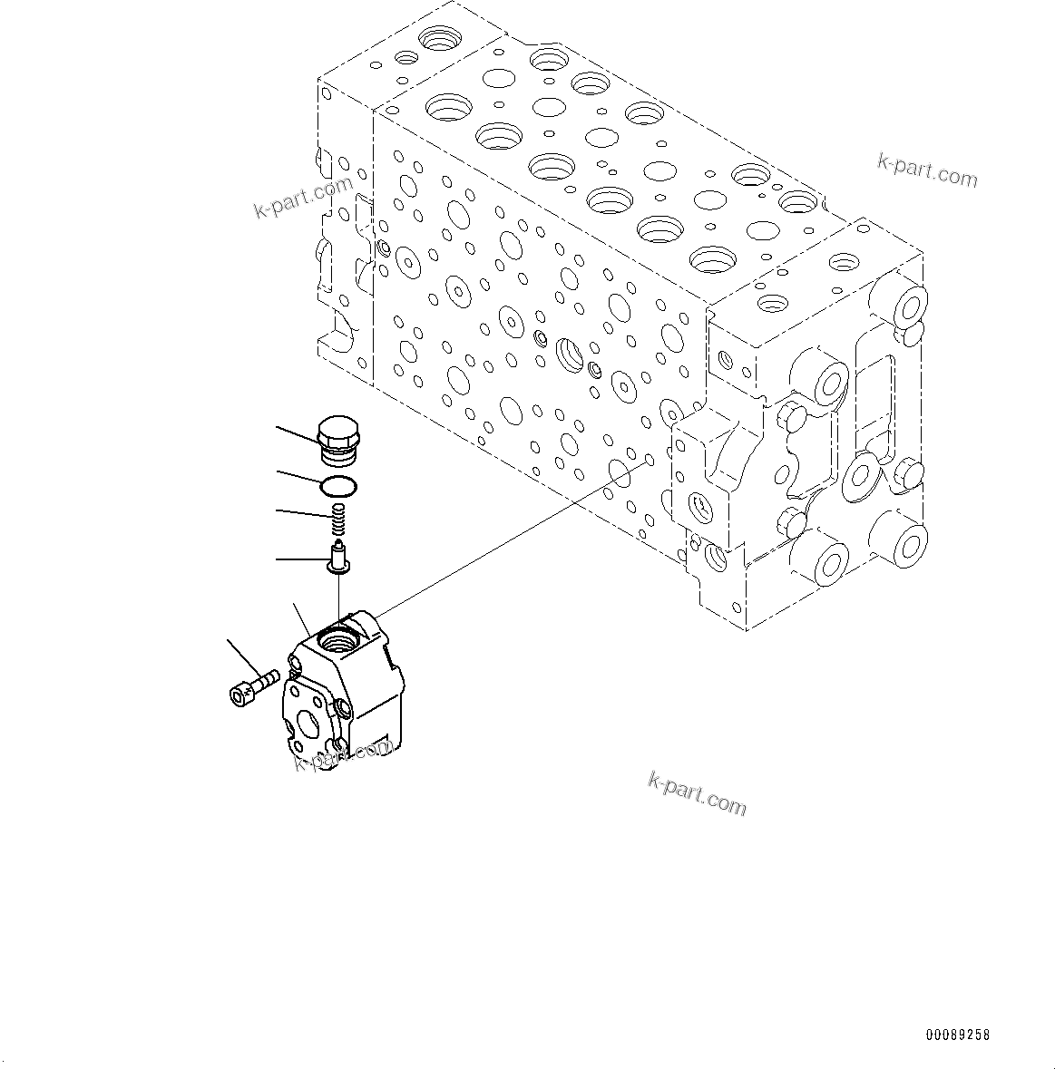 Komatsu parts book diagram for PC290LC-8 S/N 32001-UP: CONTROL VALVE, 6-SPOOL (17/18)(#30471-)