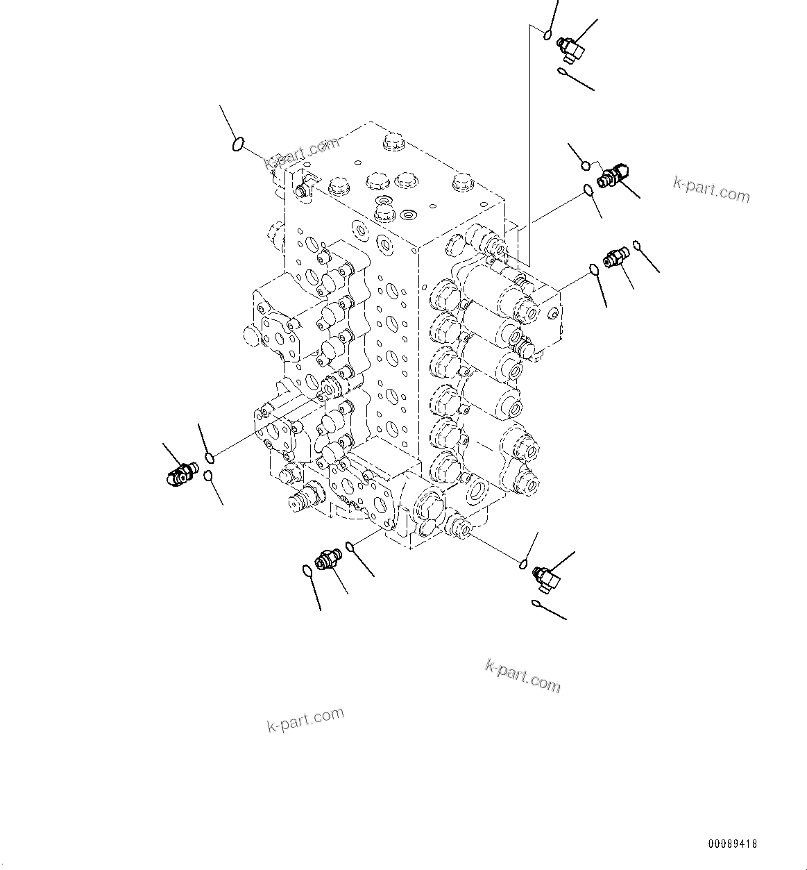 Komatsu parts book diagram for PC290LC-8 S/N 32001-UP: CONTROL VALVE, CONNECTING PARTS (2/2)(#30471-)