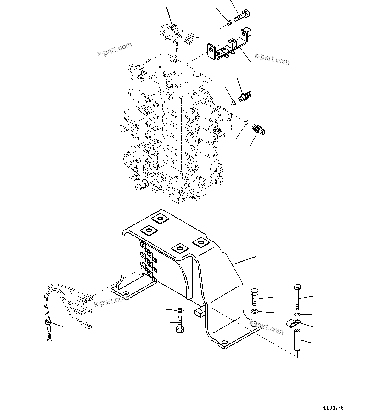 Komatsu parts book diagram for PC290LC-8 S/N 32001-UP: CONTROL VALVE, VALVE BRACKET AND SENSOR(#30471-)