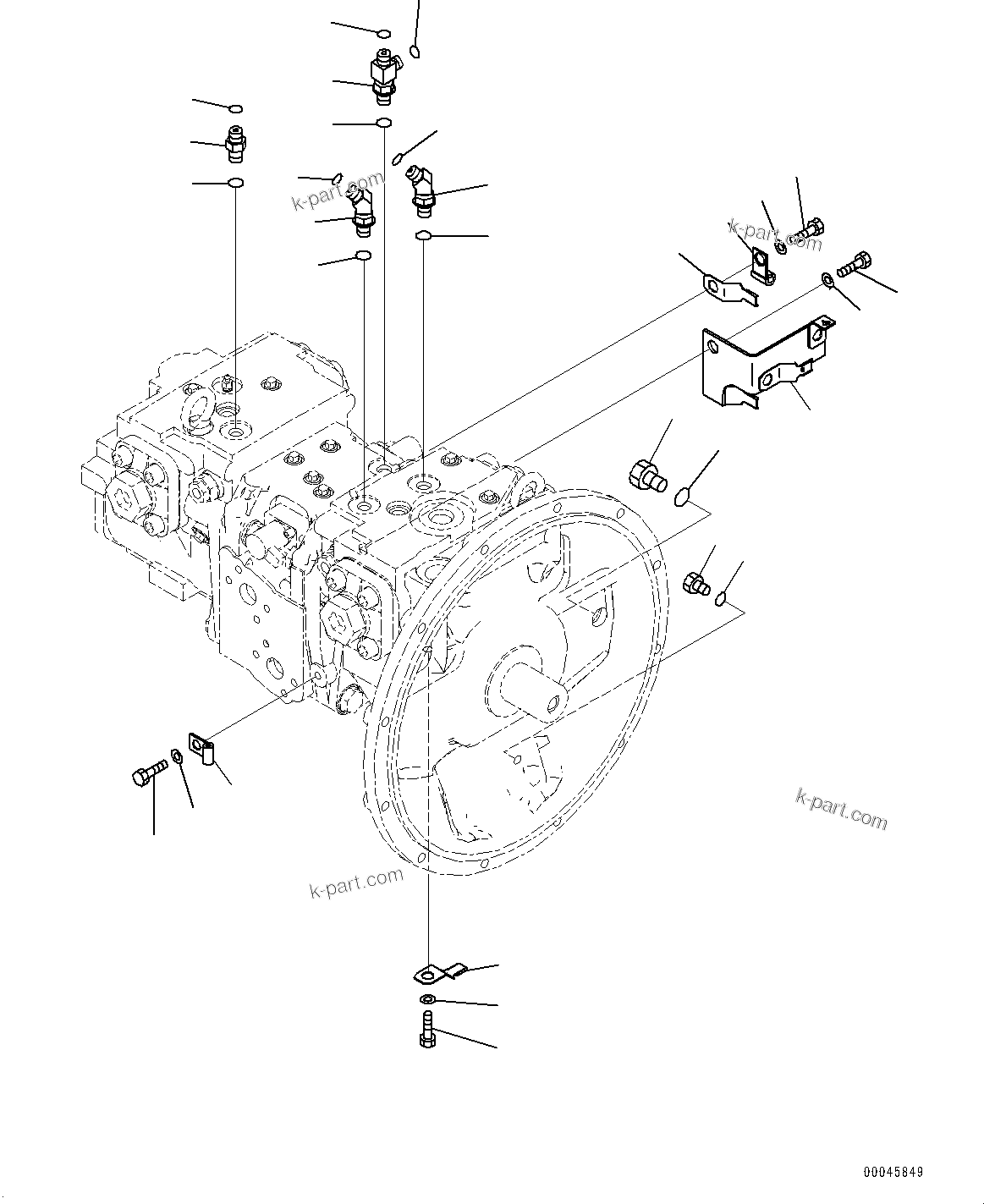 Komatsu parts book diagram for PC290LC-8 S/N 32001-UP: HYDRAULIC PUMP RELATED PARTS, (1-ADDITIONAL ACTUATOR PIPING, ACCUMULATOR)(#30117-)