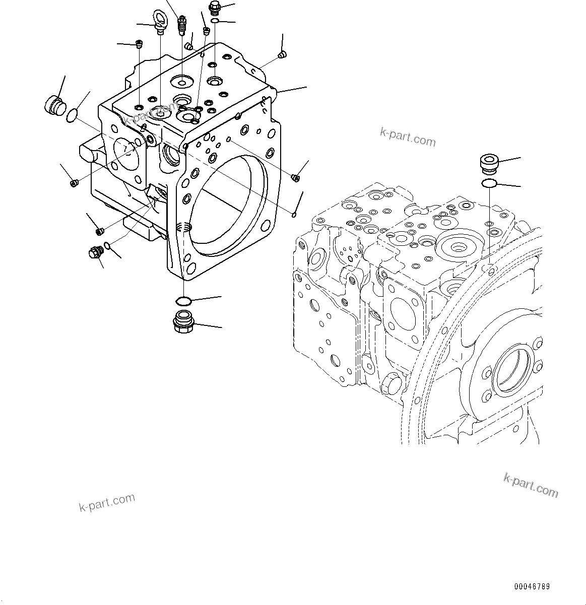 Komatsu parts book diagram for PC290LC-8 S/N 32001-UP: HYDRAULIC PUMP, PISTON PUMP (6/11)(#30471-)
