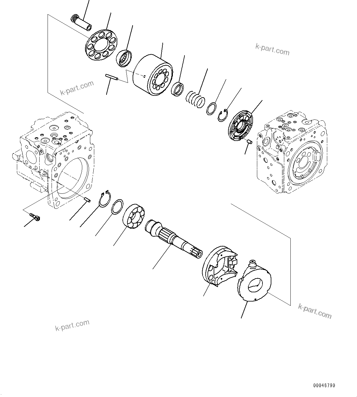 Komatsu parts book diagram for PC290LC-8 S/N 32001-UP: HYDRAULIC PUMP, PISTON PUMP (7/11)(#30471-)