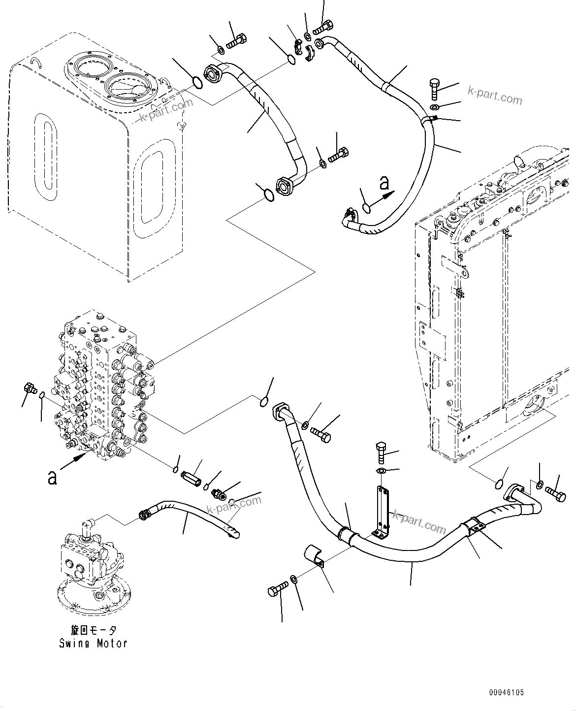 Komatsu parts book diagram for PC290LC-8 S/N 32001-UP: RETURN PIPING, (1-ADDITIONAL ACTUATOR PIPING, ACCUMULATOR)(#30117-)
