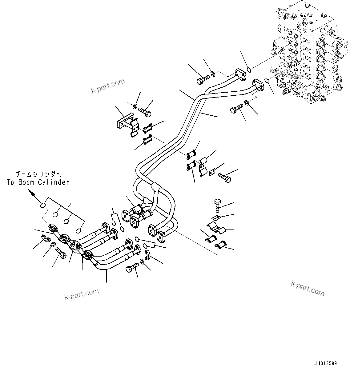 Komatsu parts book diagram for PC290LC-8 S/N 32001-UP: BOOM PIPING, (#30471-)