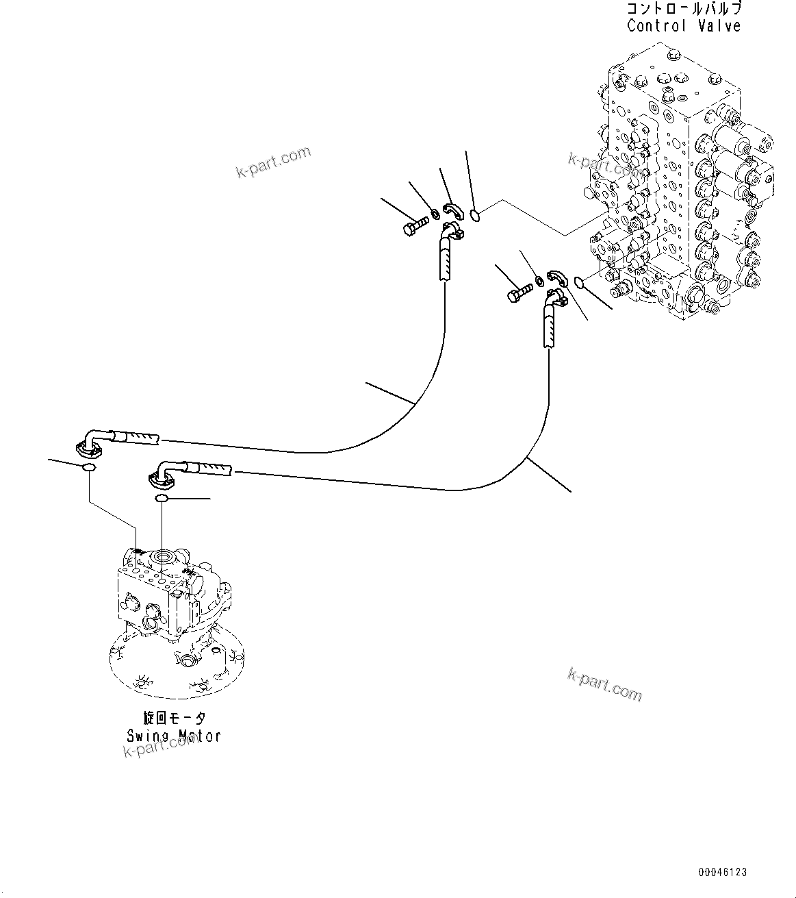 Komatsu parts book diagram for PC290LC-8 S/N 32001-UP: SWING PIPING, (#30471-)