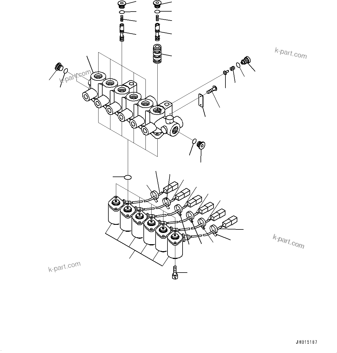 Komatsu parts book diagram for PC290LC-8 S/N 32001-UP: SOLENOID VALVE, INNER PARTS (1-ADDITIONAL ACTUATOR PIPING, ACCUMULATOR)(#30339-30873)