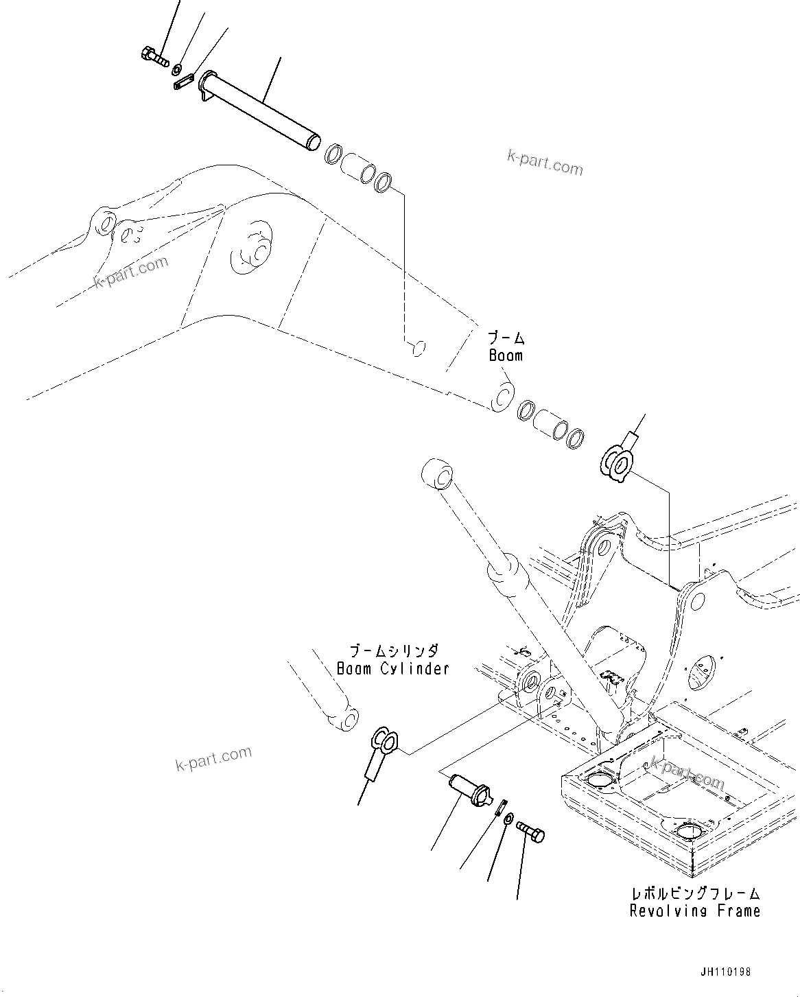 Komatsu parts book diagram for PC290LC-8 S/N 32001-UP: BOOM FOOT PIN, (#30471-)