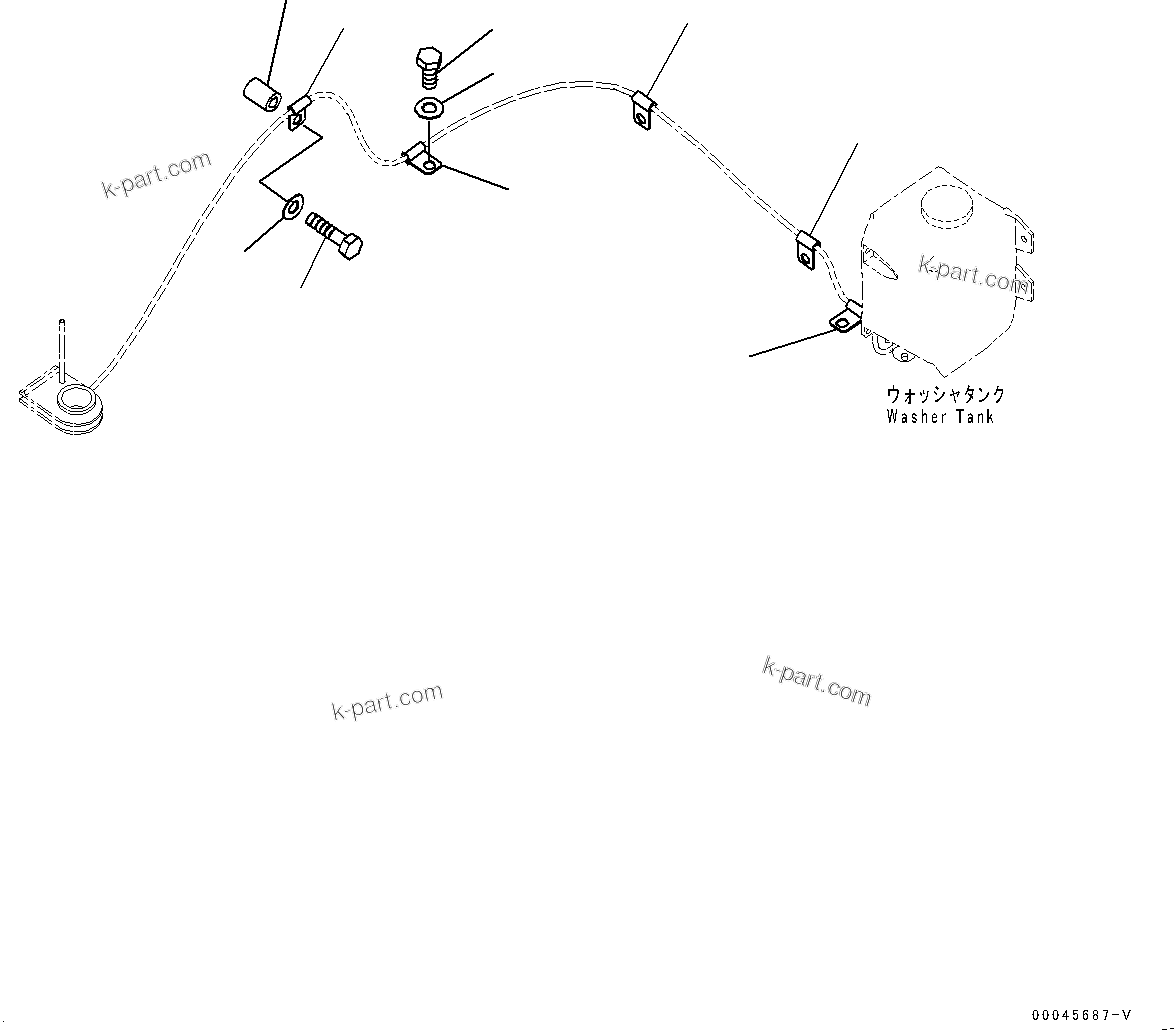 Komatsu parts book diagram for PC290LC-8 S/N 32001-UP: WINDOW WASHER, (#30471-)