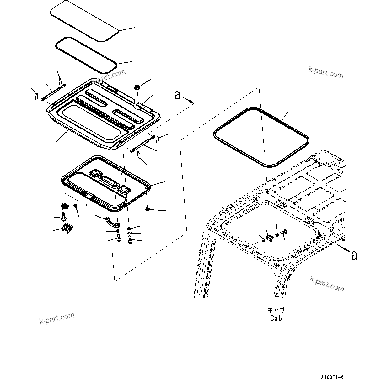 Komatsu parts book diagram for PC290LC-8 S/N 32001-UP: CAB, ROOF VENTILATOR(#32001-)