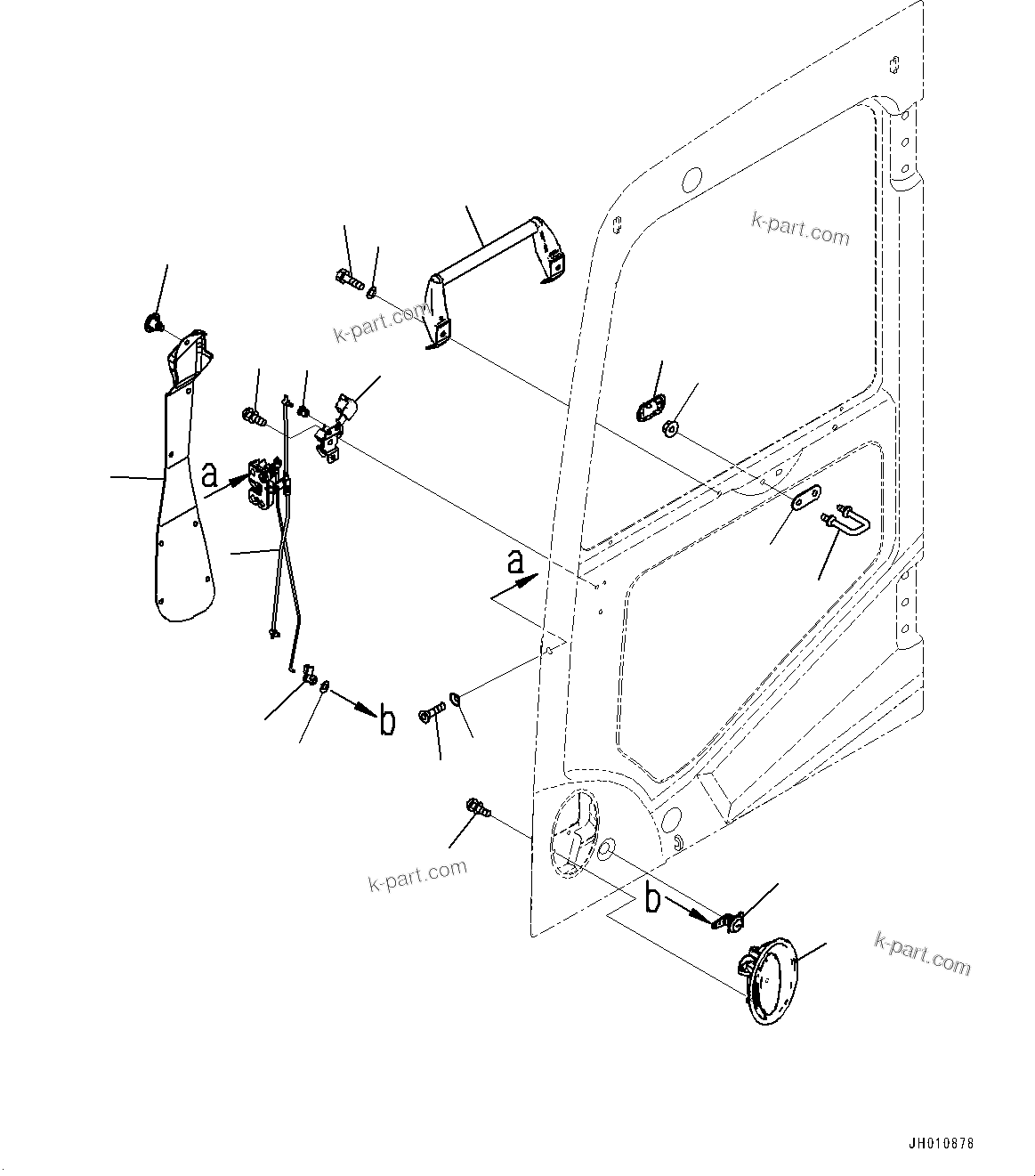Komatsu parts book diagram for PC290LC-8 S/N 32001-UP: CAB, DOOR LOCK(#32001-)