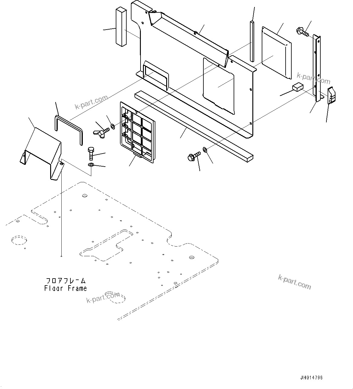 Komatsu parts book diagram for PC290LC-8 S/N 32001-UP: CAB, CAB IN PARTS, PARTITION AND FILTER(#32001-)
