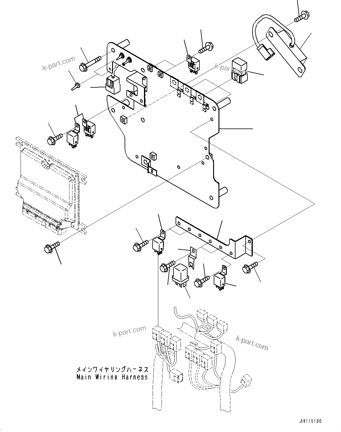Komatsu parts book diagram for PC290LC-8 S/N 32001-UP: CAB, CAB IN PARTS, SUB PLATE AND RELAY(#32001-)