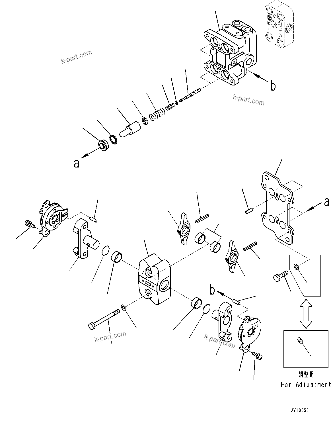 Komatsu parts book diagram for PC290LC-8 S/N 32001-UP: CAB, PPC VALVE (1/4) (FOR TRAVEL)(#32001-)