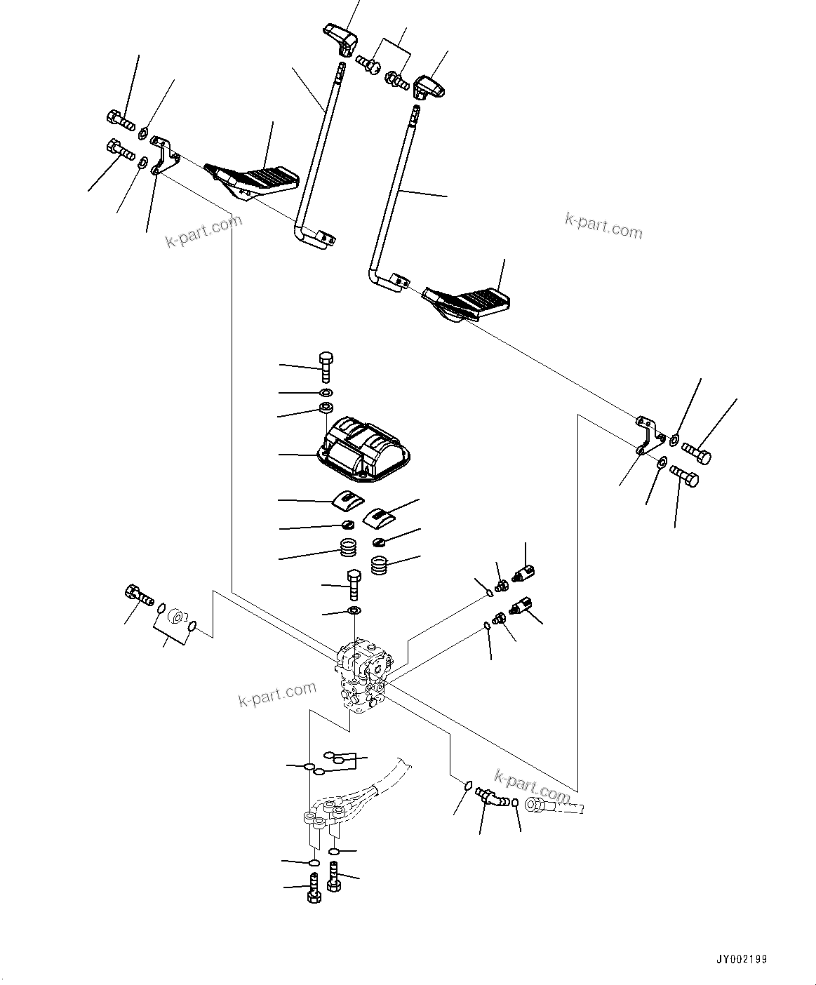 Komatsu parts book diagram for PC290LC-8 S/N 32001-UP: CAB, FLOOR, TRAVEL CONTROL(#32001-)