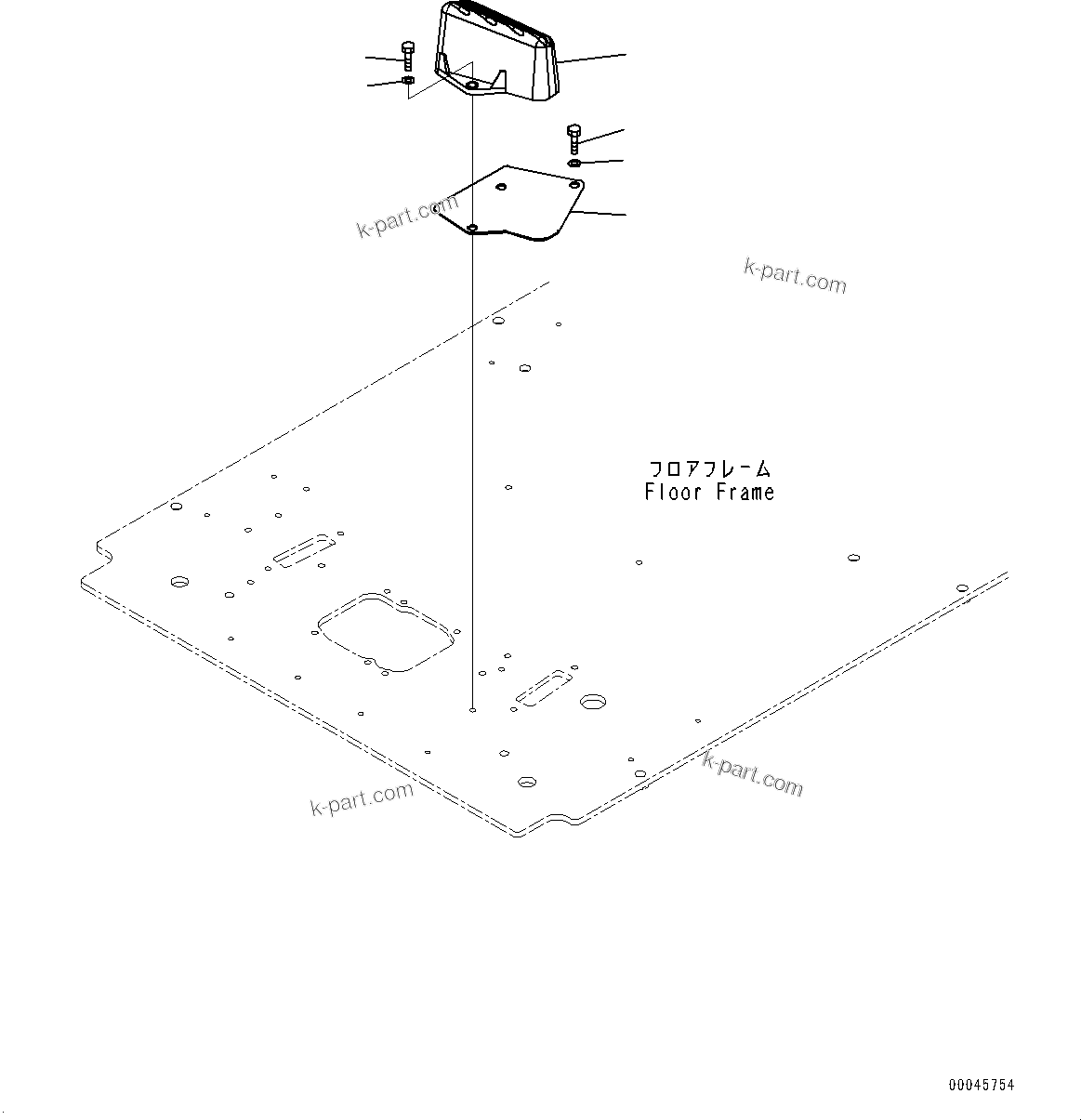 Komatsu parts book diagram for PC290LC-8 S/N 32001-UP: CAB, FLOOR, FOOTREST, L.H.(#32001-)