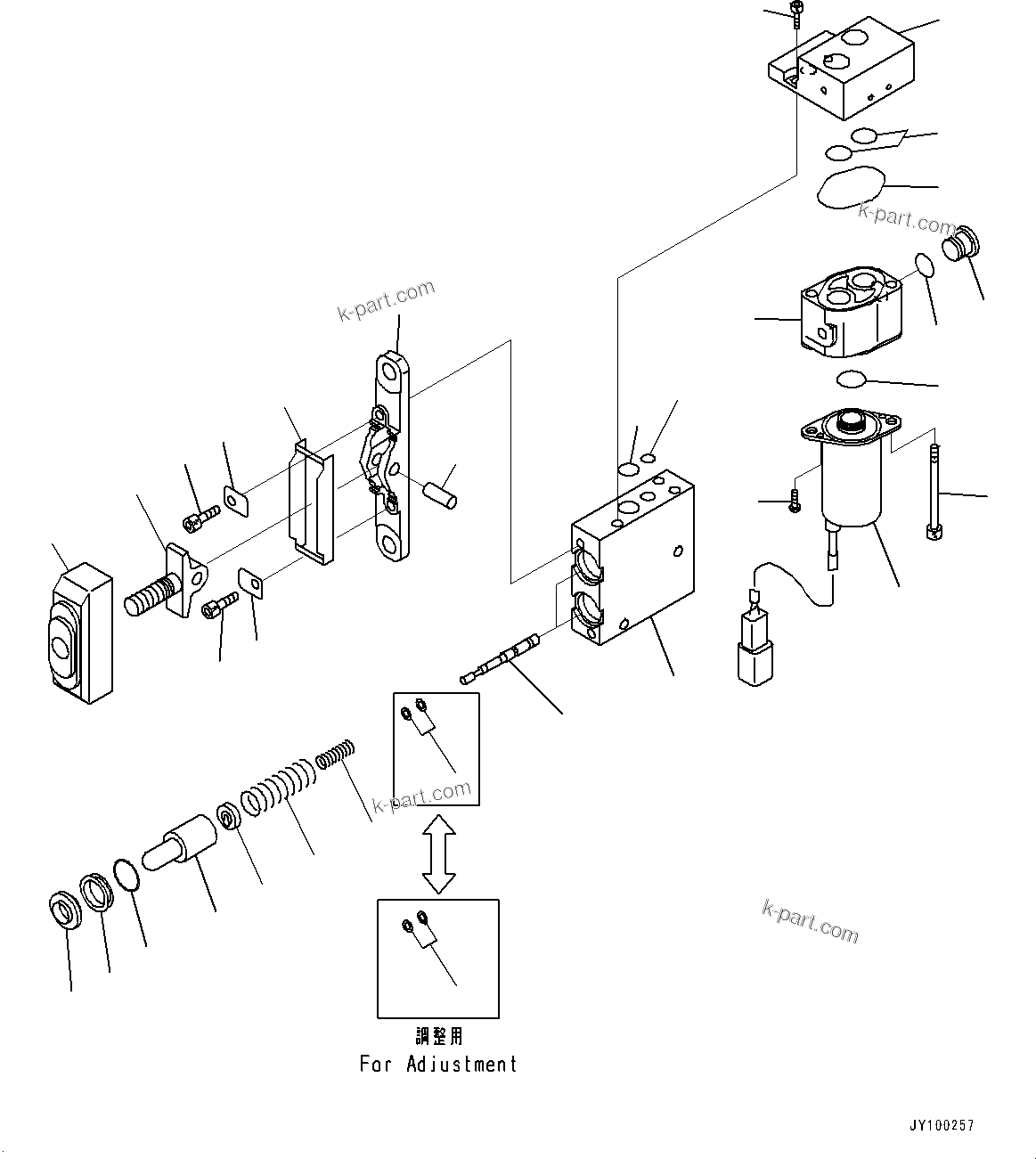 Komatsu parts book diagram for PC290LC-8 S/N 32001-UP: CAB, PPC VALVE (3/5) (FOR ATTACHMENT)(#32001-)