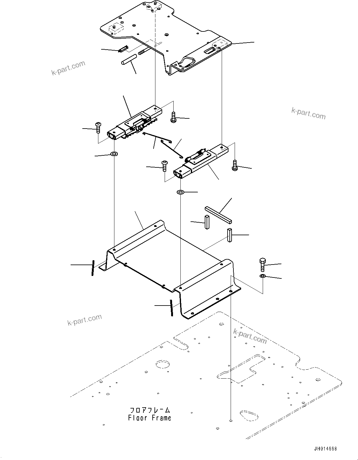 Komatsu parts book diagram for PC290LC-8 S/N 32001-UP: CAB, FLOOR, BASE(#32001-)