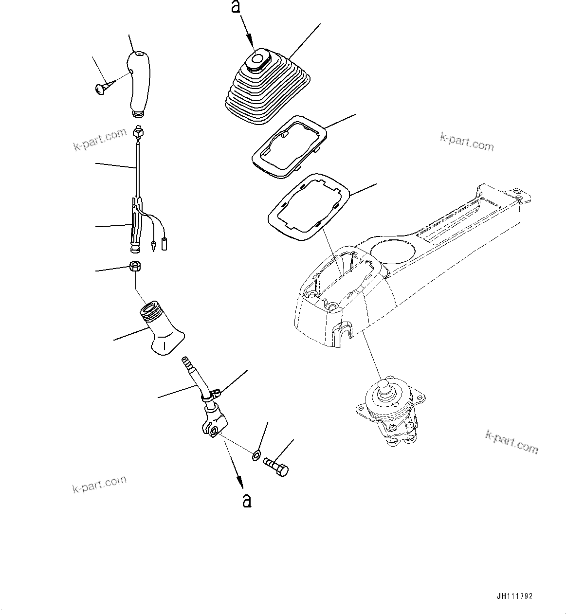 Komatsu parts book diagram for PC290LC-8 S/N 32001-UP: CAB, FLOOR, WORK EQUIPMENT CONTROL LEVER, L.H.(#32001-)