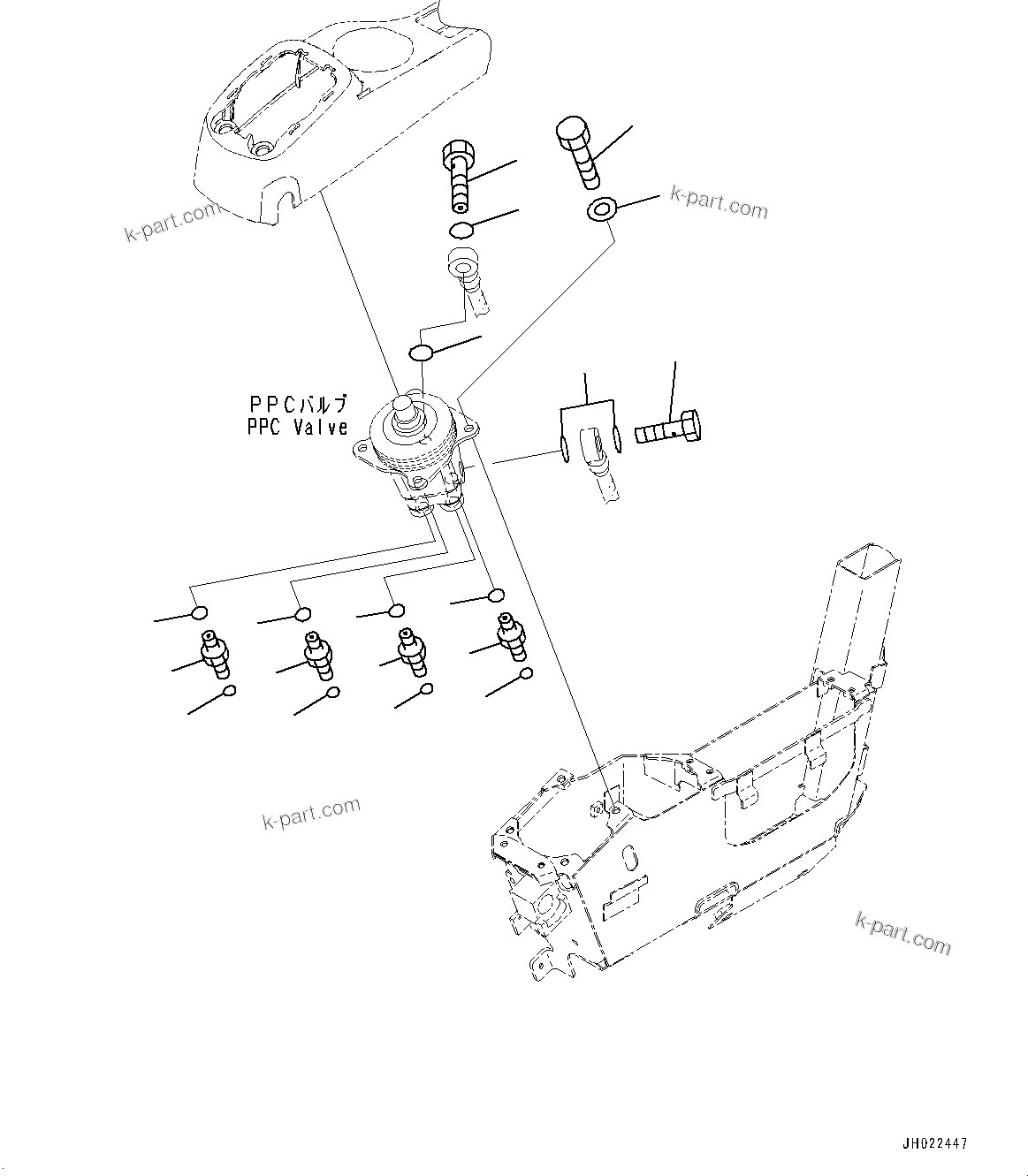 Komatsu parts book diagram for PC290LC-8 S/N 32001-UP: CAB, FLOOR, PPC VALVE MOUNTING FOR WORK EQUIPMENT, L.H.(#32001-)