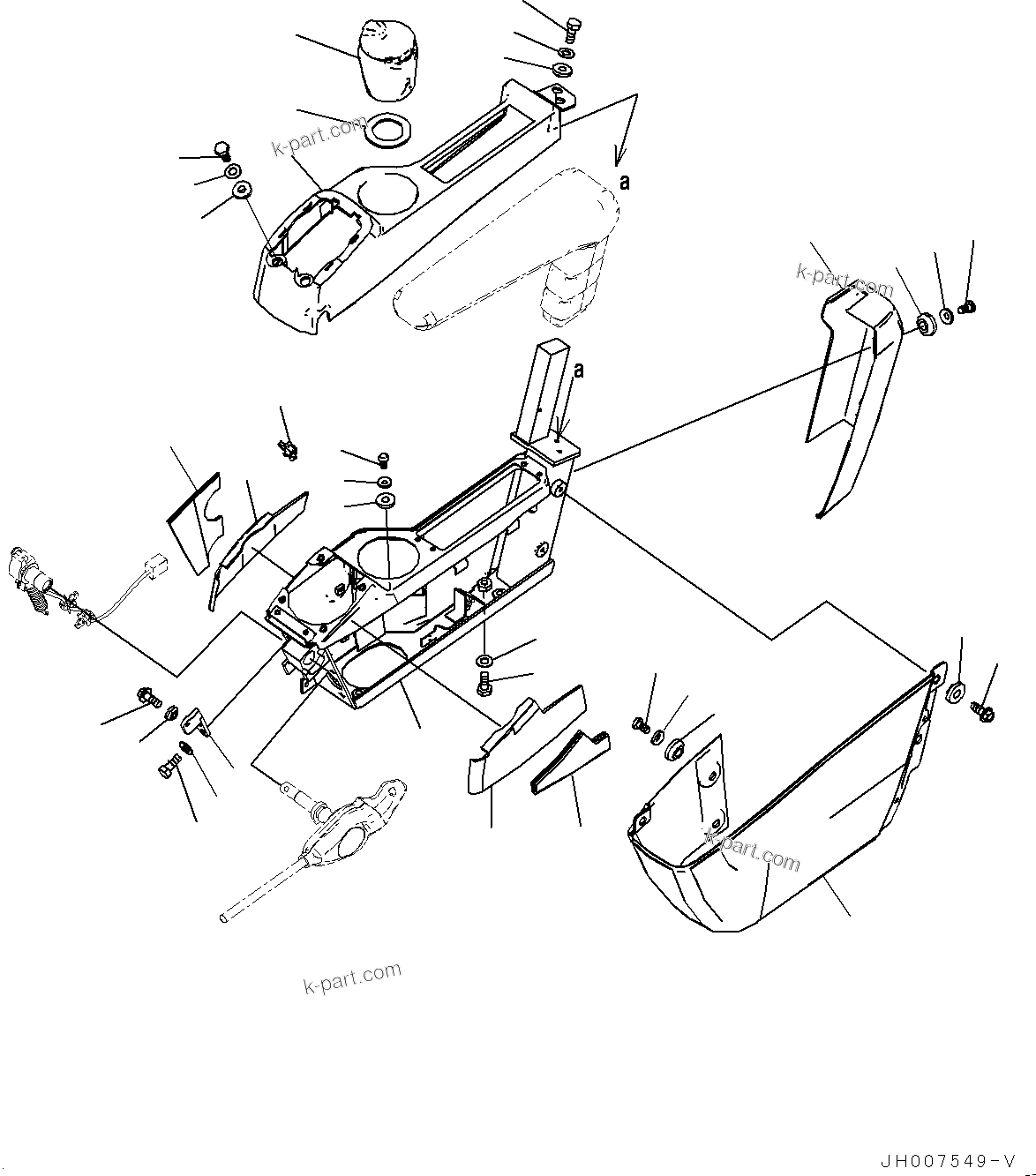 Komatsu parts book diagram for PC290LC-8 S/N 32001-UP: CAB, FLOOR, CONSOLE, L.H.(#32001-)