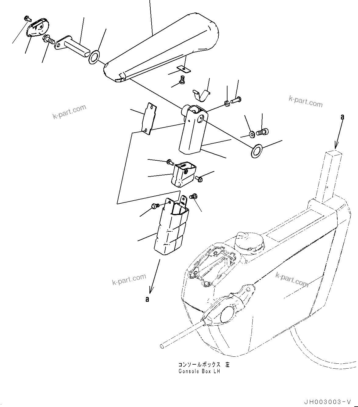 Komatsu parts book diagram for PC290LC-8 S/N 32001-UP: CAB, FLOOR, ARMREST, L.H.(#32001-)