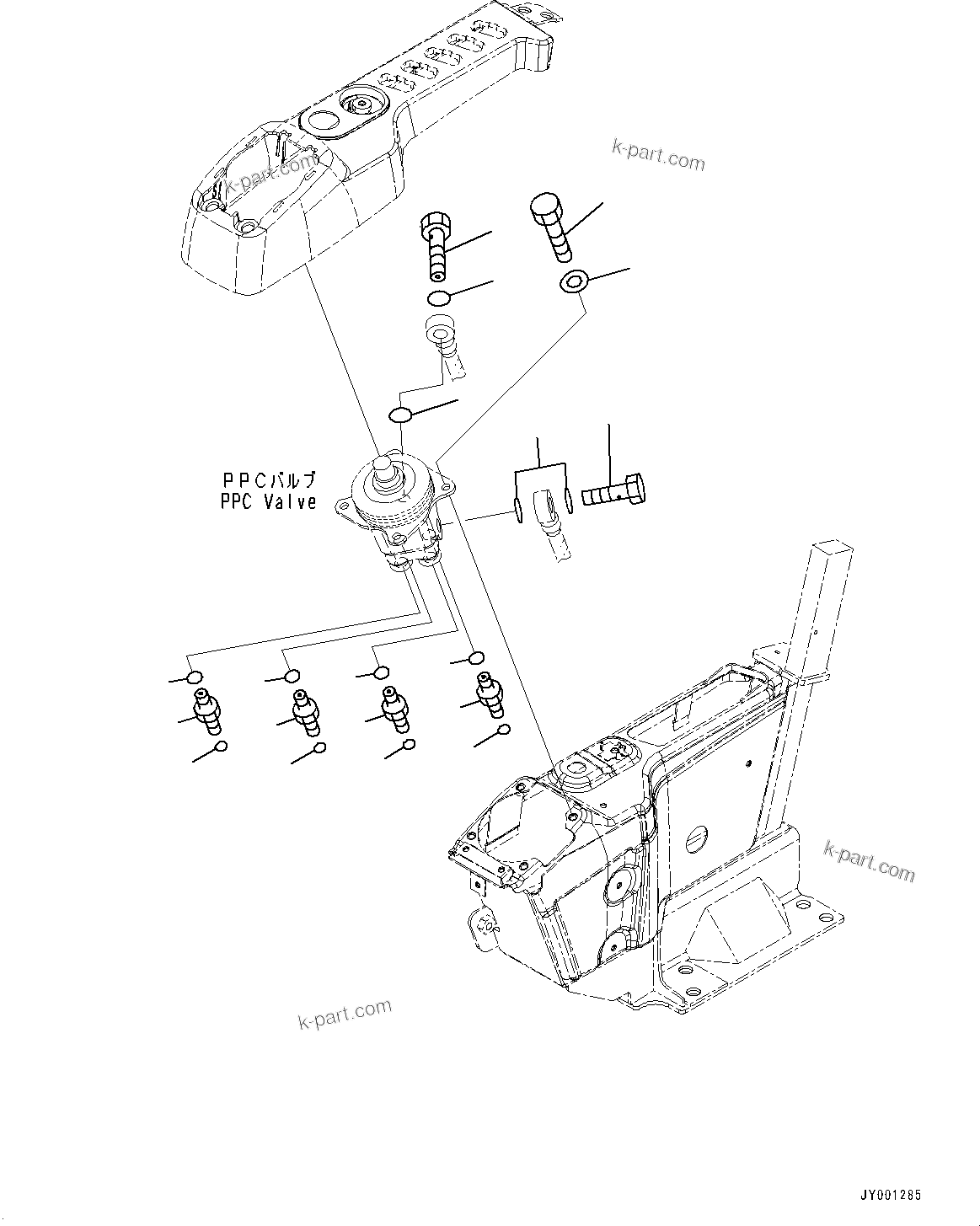 Komatsu parts book diagram for PC290LC-8 S/N 32001-UP: CAB, FLOOR, PPC VALVE MOUNTING FOR WORK EQUIPMENT, R.H.(#32001-)