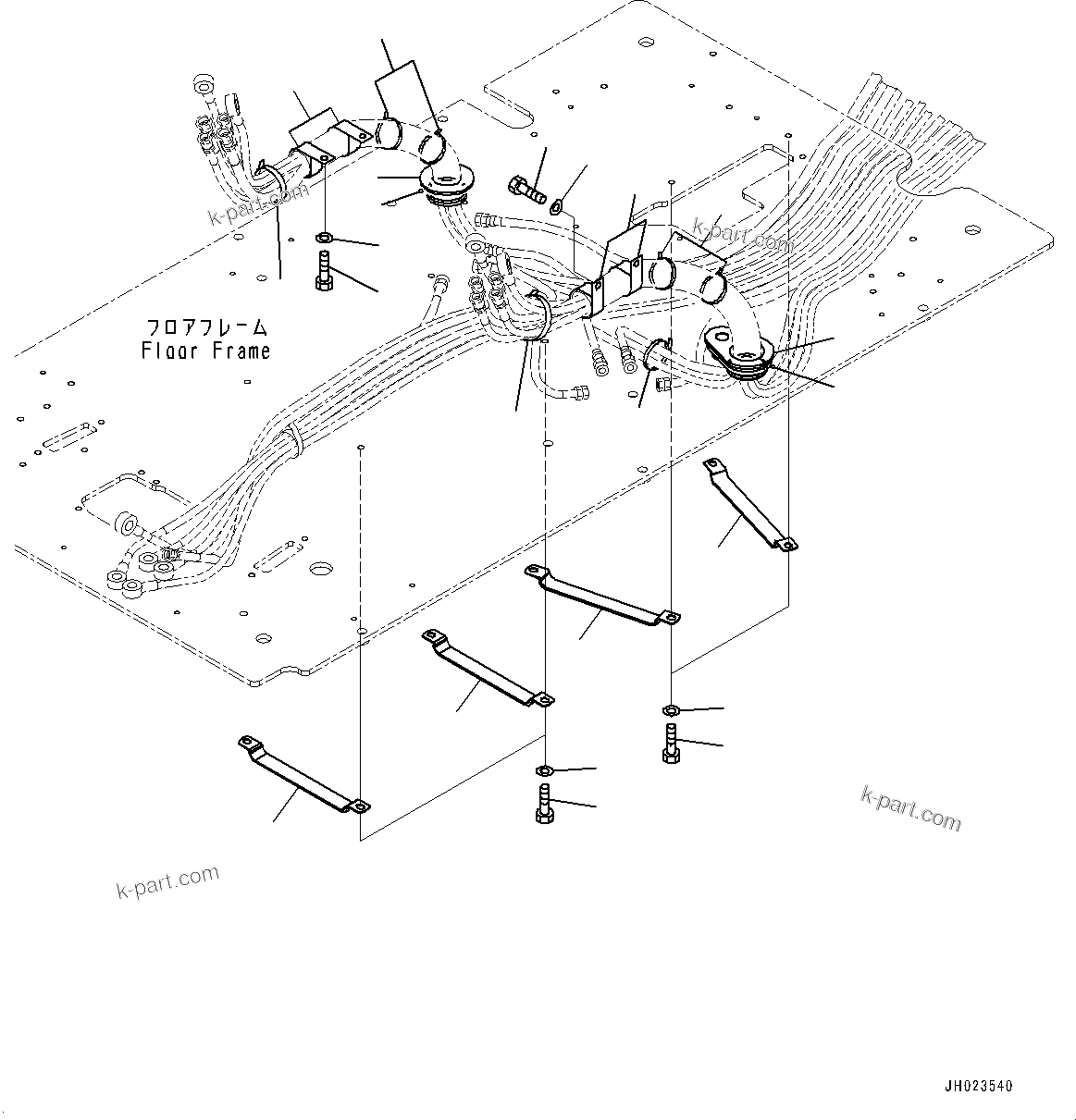 Komatsu parts book diagram for PC290LC-8 S/N 32001-UP: CAB, FLOOR, PPC PIPING CLAMP(#32001-)