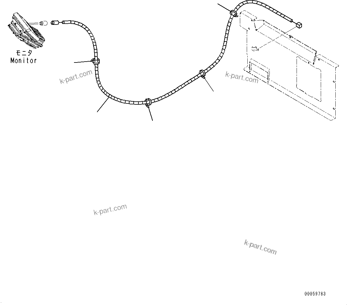 Komatsu parts book diagram for PC290LC-8 S/N 32001-UP: CAB, FLOOR, REARVIEW CAMERA CABLE(#32001-)