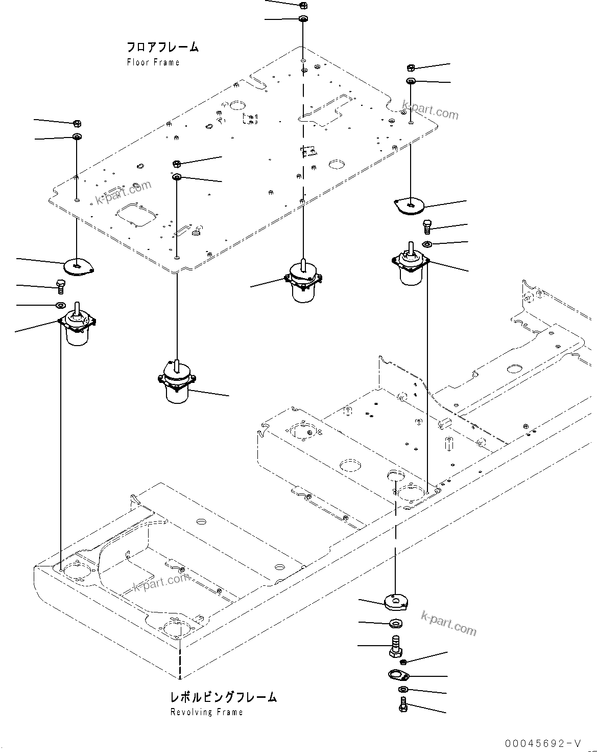 Komatsu parts book diagram for PC290LC-8 S/N 32001-UP: FLOOR MOUNTING, (#30471-)